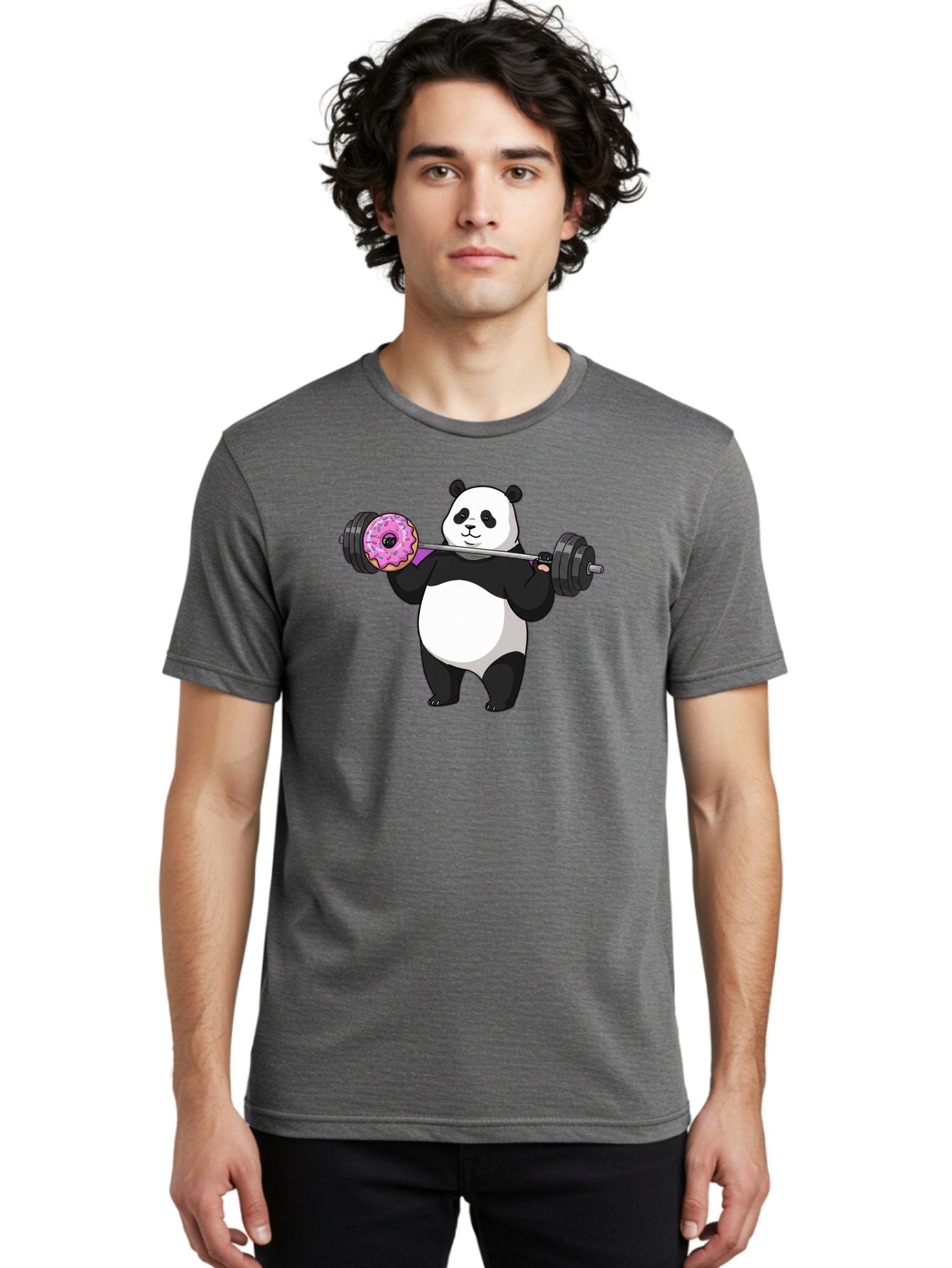 Panda-Lifting-Donut Men'S Graphic Tee, 100% Cotton, Comfortable Casual Summer Wear, Machine Washable, Vintage Camera, Old Camera, Antique Camera, Black Camera, Classic Photography, Photography Equipment, Nostalgic Device, Film Camera, Baf947 23