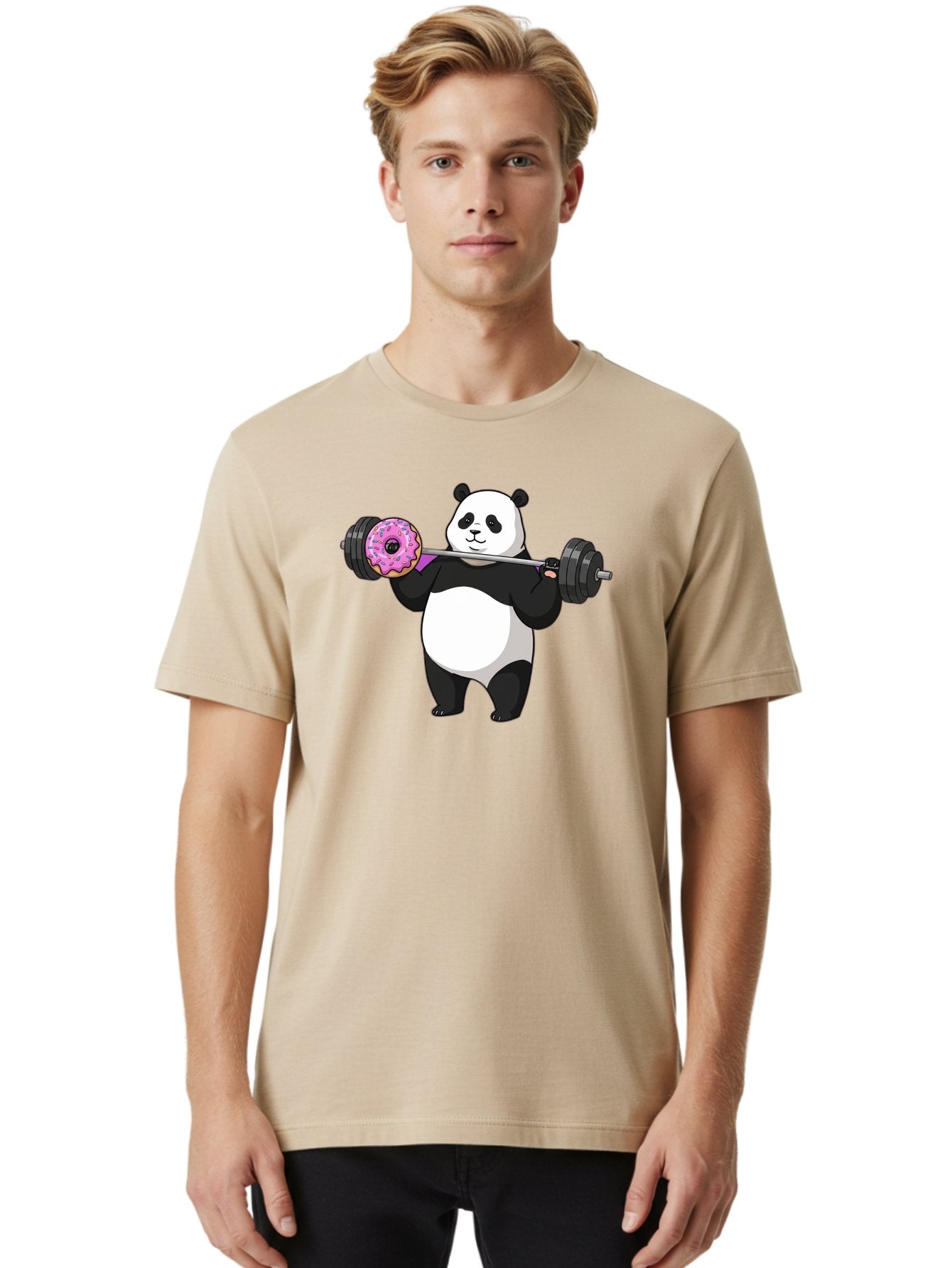 Panda-Lifting-Donut Men'S Graphic Tee, 100% Cotton, Comfortable Casual Summer Wear, Machine Washable, Vintage Camera, Old Camera, Antique Camera, Black Camera, Classic Photography, Photography Equipment, Nostalgic Device, Film Camera, Baf947 26