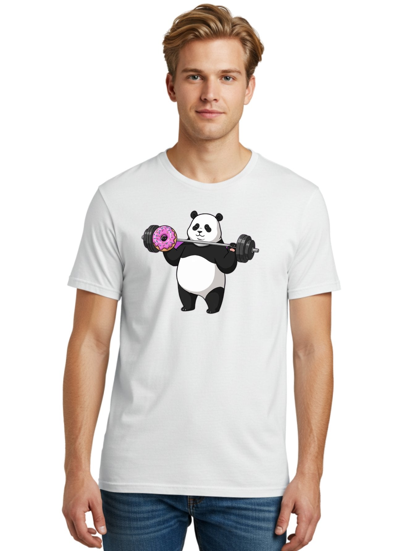 Panda-Lifting-Donut Men'S Graphic Tee, 100% Cotton, Comfortable Casual Summer Wear, Machine Washable, Vintage Camera, Old Camera, Antique Camera, Black Camera, Classic Photography, Photography Equipment, Nostalgic Device, Film Camera, Baf947 20