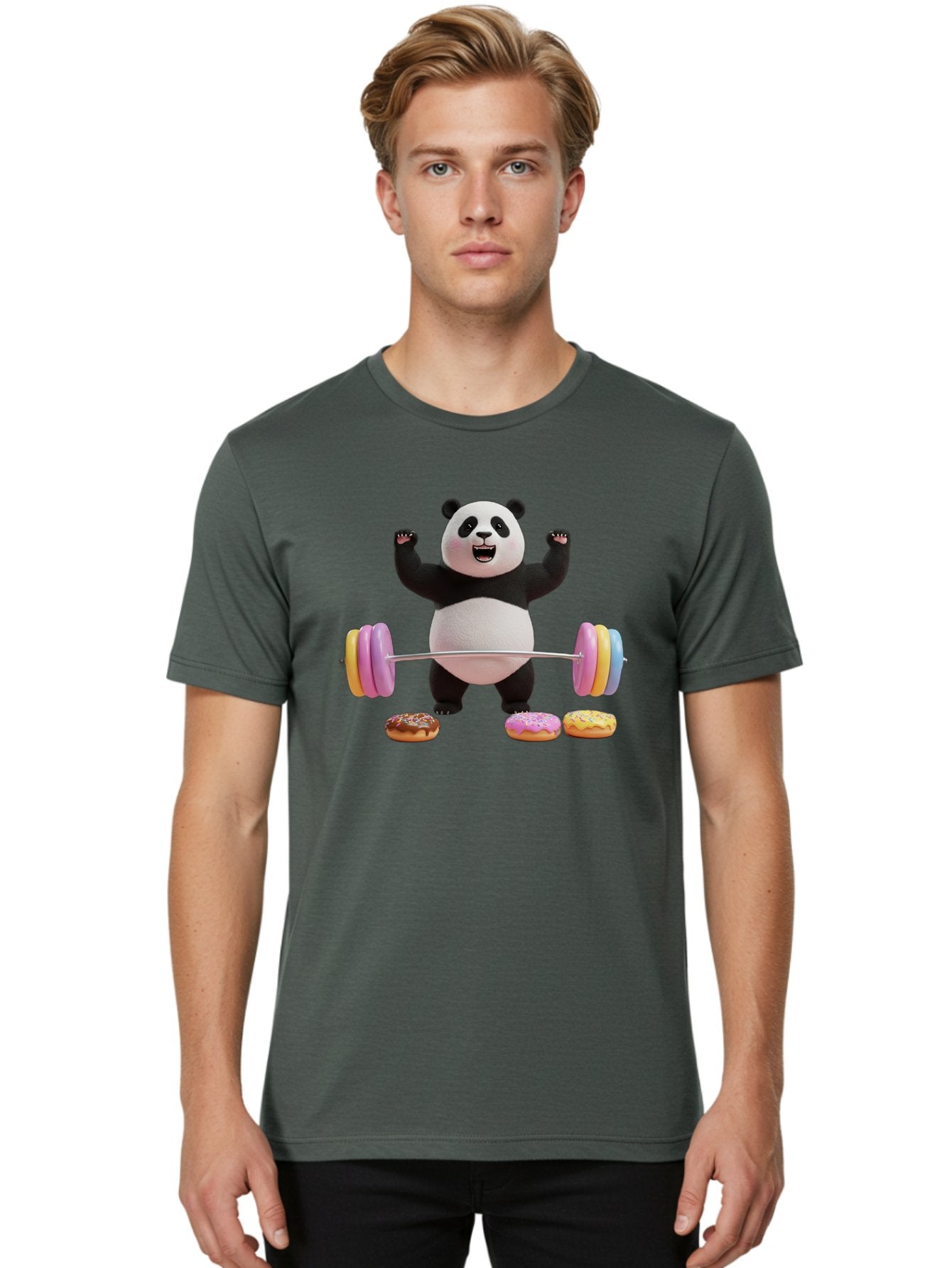 Panda-Lifting-Donuts-1 Men'S Graphic Tee, 100% Cotton, Comfortable Casual Summer Wear, Machine Washable, Vintage Camera, Old Camera, Antique Camera, Black Camera, Classic Photography, Photography Equipment, Nostalgic Device, Film Camera, Baf948 25