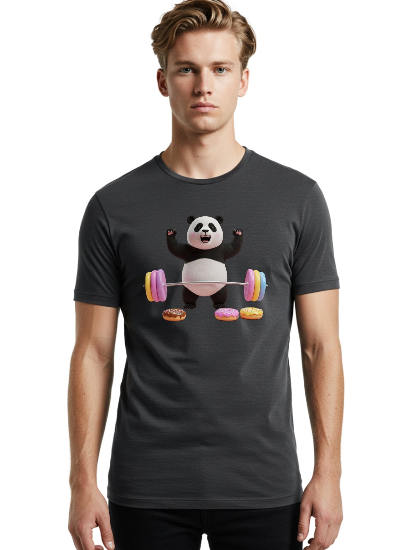 Panda-Lifting-Donuts-1 Men'S Graphic Tee, 100% Cotton, Comfortable Casual Summer Wear, Machine Washable, Vintage Camera, Old Camera, Antique Camera, Black Camera, Classic Photography, Photography Equipment, Nostalgic Device, Film Camera, Baf948 23