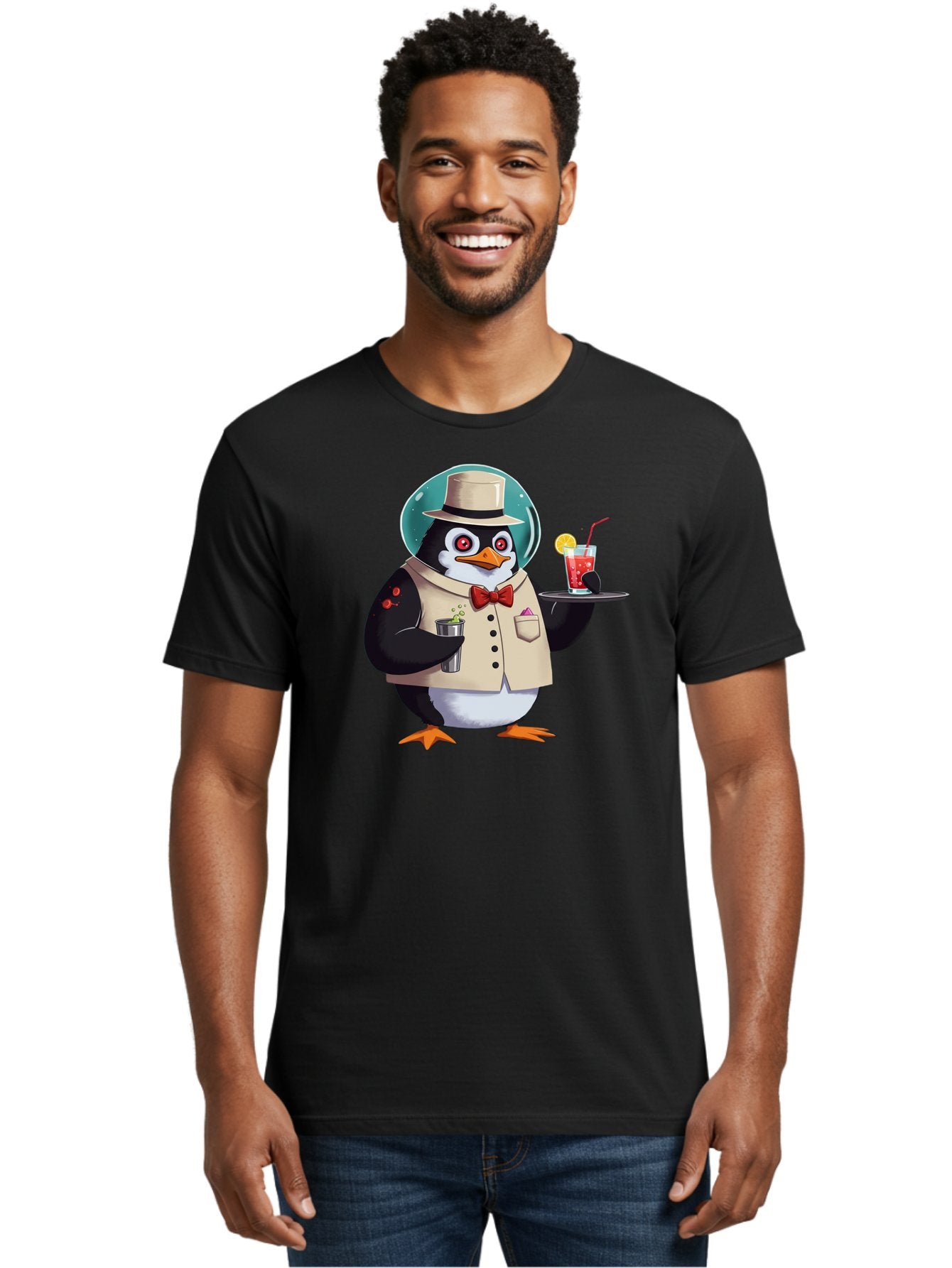 Penguin-Bartender-13 Men'S Graphic Tee, 100% Cotton, Comfortable Casual Summer Wear, Machine Washable, Vintage Camera, Old Camera, Antique Camera, Black Camera, Classic Photography, Photography Equipment, Nostalgic Device, Film Camera, Baf970 19