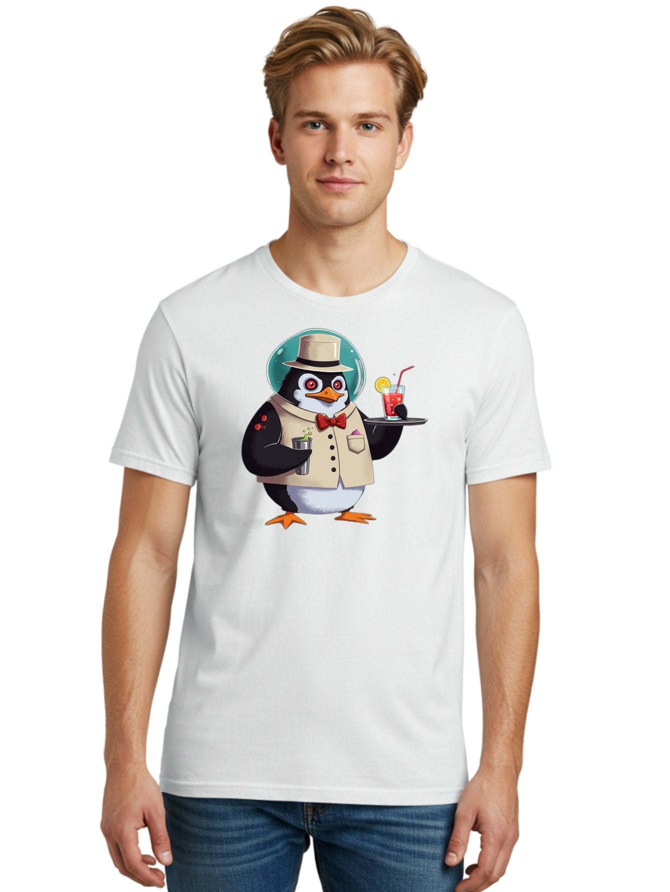 Penguin-Bartender-13 Men'S Graphic Tee, 100% Cotton, Comfortable Casual Summer Wear, Machine Washable, Vintage Camera, Old Camera, Antique Camera, Black Camera, Classic Photography, Photography Equipment, Nostalgic Device, Film Camera, Baf970 16