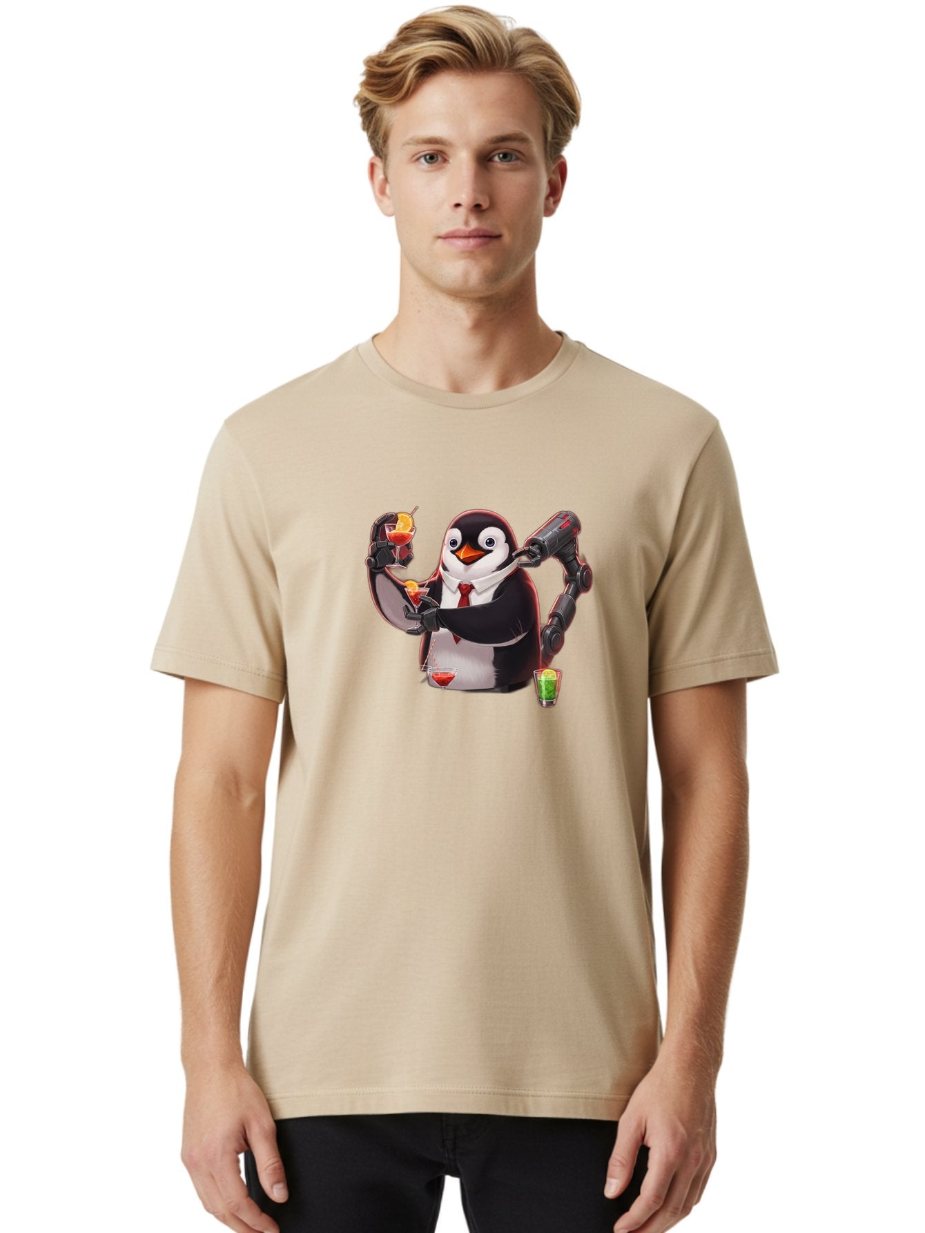 Penguin-Bartender-2 Men'S Graphic Tee, 100% Cotton, Comfortable Casual Summer Wear, Machine Washable, Vintage Camera, Old Camera, Antique Camera, Black Camera, Classic Photography, Photography Equipment, Nostalgic Device, Film Camera, Baf972 25