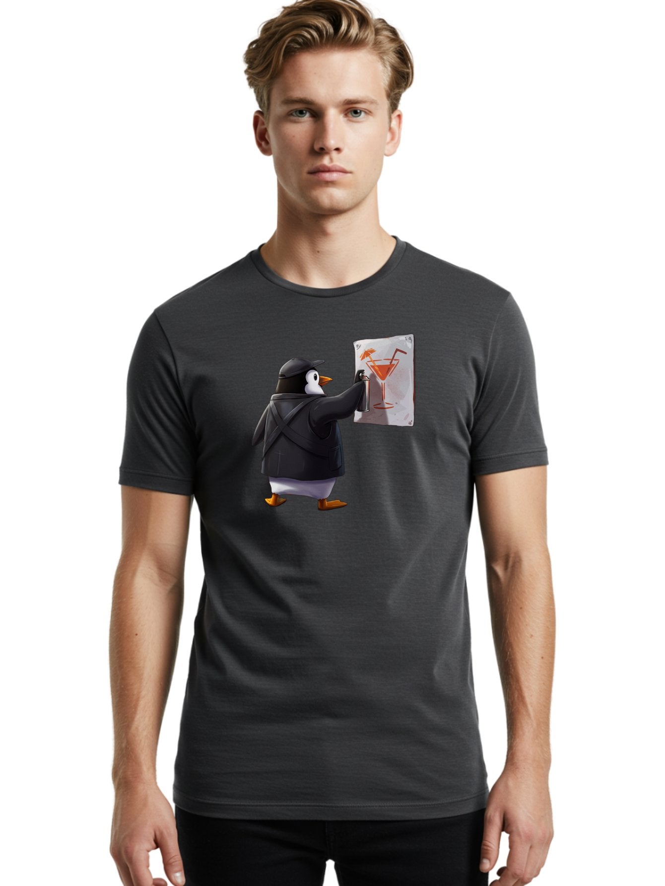 Penguin-Bartender-5 Men'S Graphic Tee, 100% Cotton, Comfortable Casual Summer Wear, Machine Washable, Vintage Camera, Old Camera, Antique Camera, Black Camera, Classic Photography, Photography Equipment, Nostalgic Device, Film Camera, Baf975 22