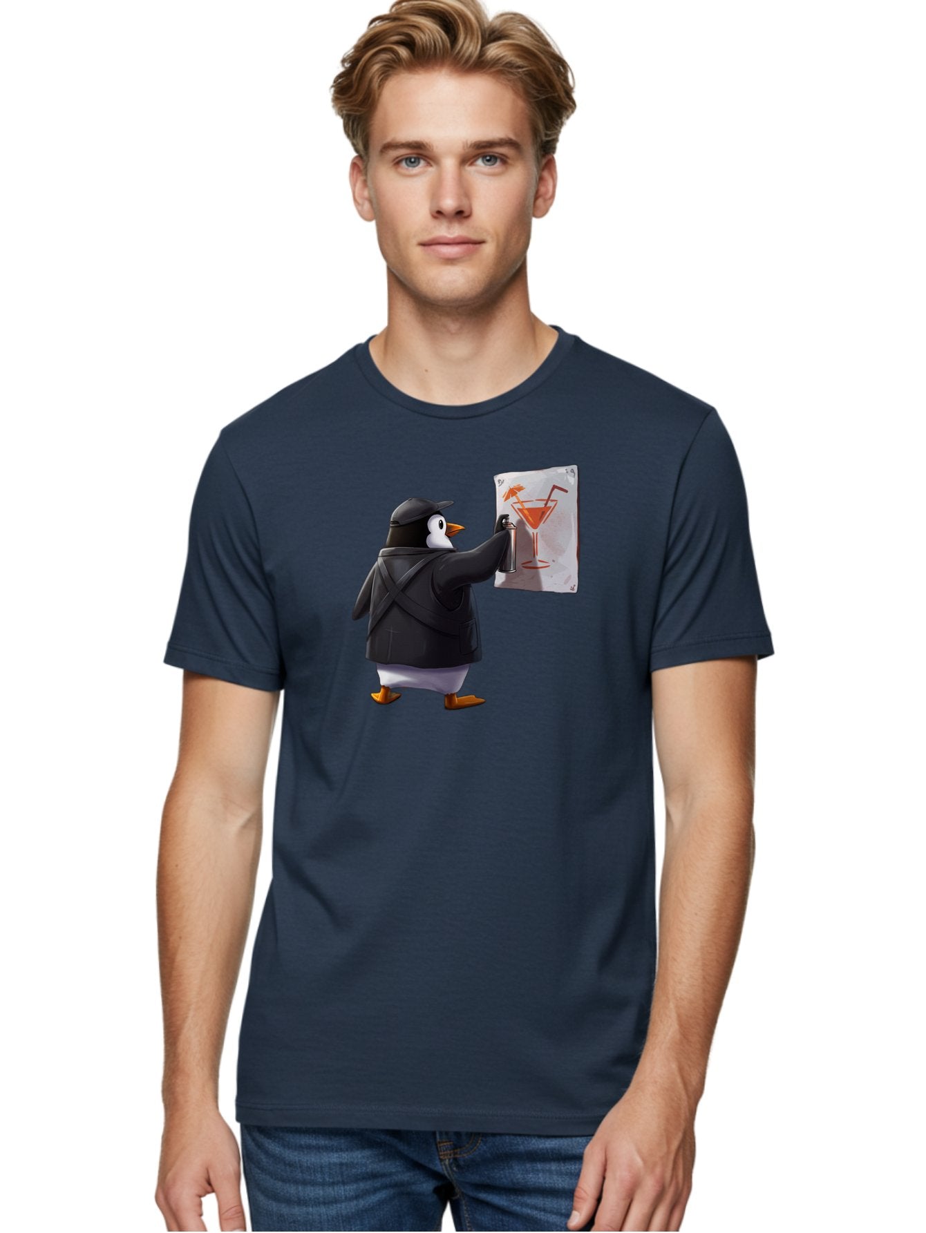 Penguin-Bartender-5 Men'S Graphic Tee, 100% Cotton, Comfortable Casual Summer Wear, Machine Washable, Vintage Camera, Old Camera, Antique Camera, Black Camera, Classic Photography, Photography Equipment, Nostalgic Device, Film Camera, Baf975 24
