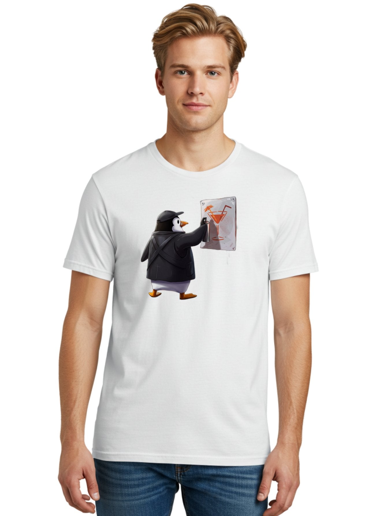 Penguin-Bartender-5 Men'S Graphic Tee, 100% Cotton, Comfortable Casual Summer Wear, Machine Washable, Vintage Camera, Old Camera, Antique Camera, Black Camera, Classic Photography, Photography Equipment, Nostalgic Device, Film Camera, Baf975 21