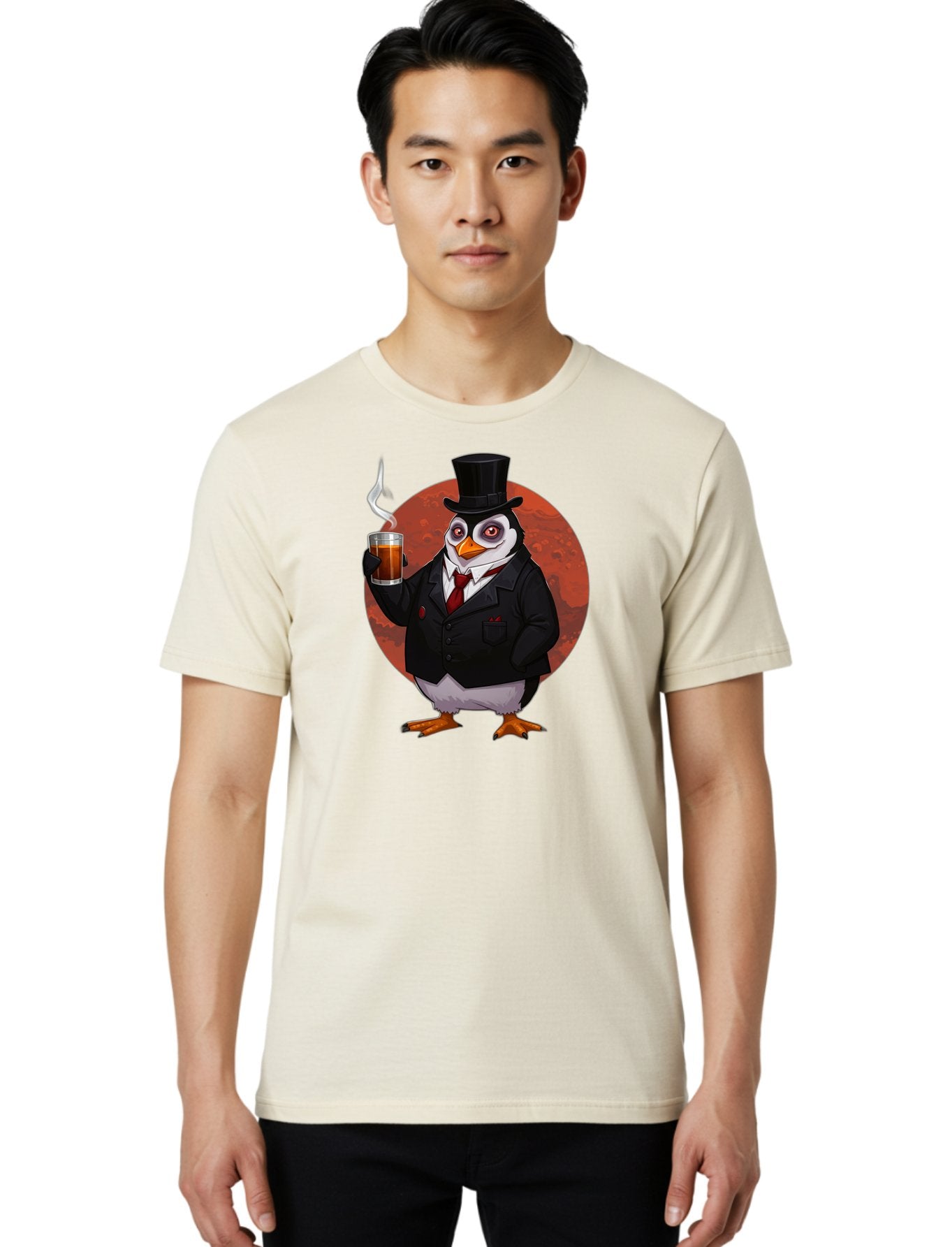 Penguin-In-Suit-4 Men'S Graphic Tee, 100% Cotton, Comfortable Casual Summer Wear, Machine Washable, Vintage Camera, Old Camera, Antique Camera, Black Camera, Classic Photography, Photography Equipment, Nostalgic Device, Film Camera, Camera Art Baf986 30