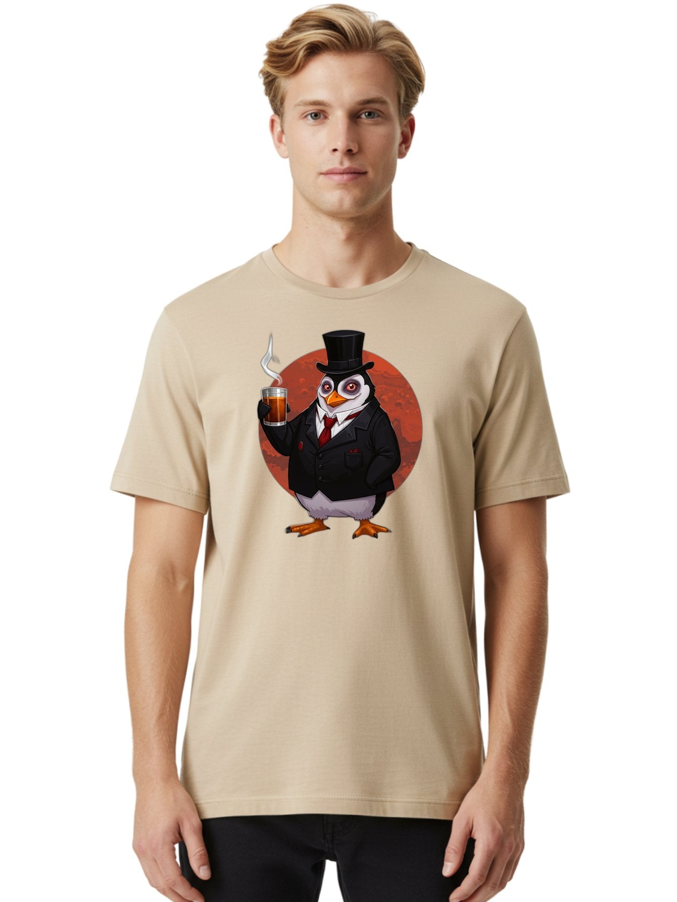 Penguin-In-Suit-4 Men'S Graphic Tee, 100% Cotton, Comfortable Casual Summer Wear, Machine Washable, Vintage Camera, Old Camera, Antique Camera, Black Camera, Classic Photography, Photography Equipment, Nostalgic Device, Film Camera, Camera Art Baf986 19