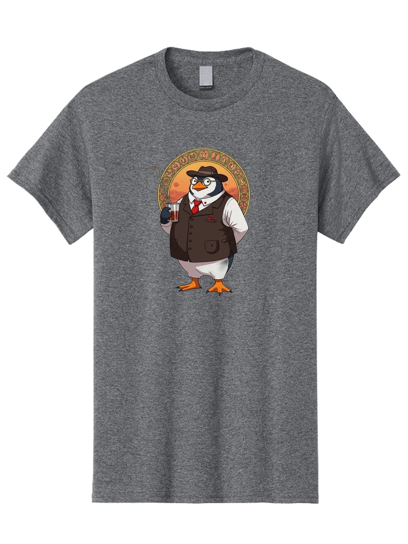 Penguin-In-Suit Men'S Graphic Tee, 100% Cotton, Comfortable Casual Summer Wear, Machine Washable, Vintage Camera, Old Camera, Antique Camera, Black Camera, Classic Photography, Photography Equipment, Nostalgic Device, Film Camera, Camera Art Baf987