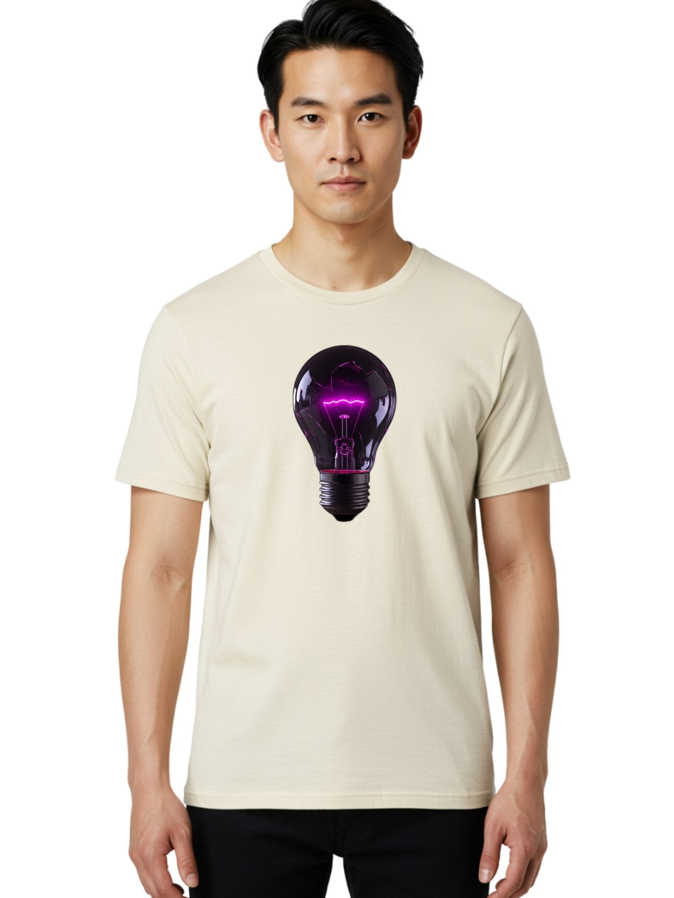 Purple-Light-Bulb Men'S Graphic Tee, 100% Cotton, Comfortable Casual Summer Wear, Machine Washable, Vintage Camera, Old Camera, Antique Camera, Black Camera, Classic Photography, Photography Equipment, Nostalgic Device, Film Camera, Camera Art Bag000 19