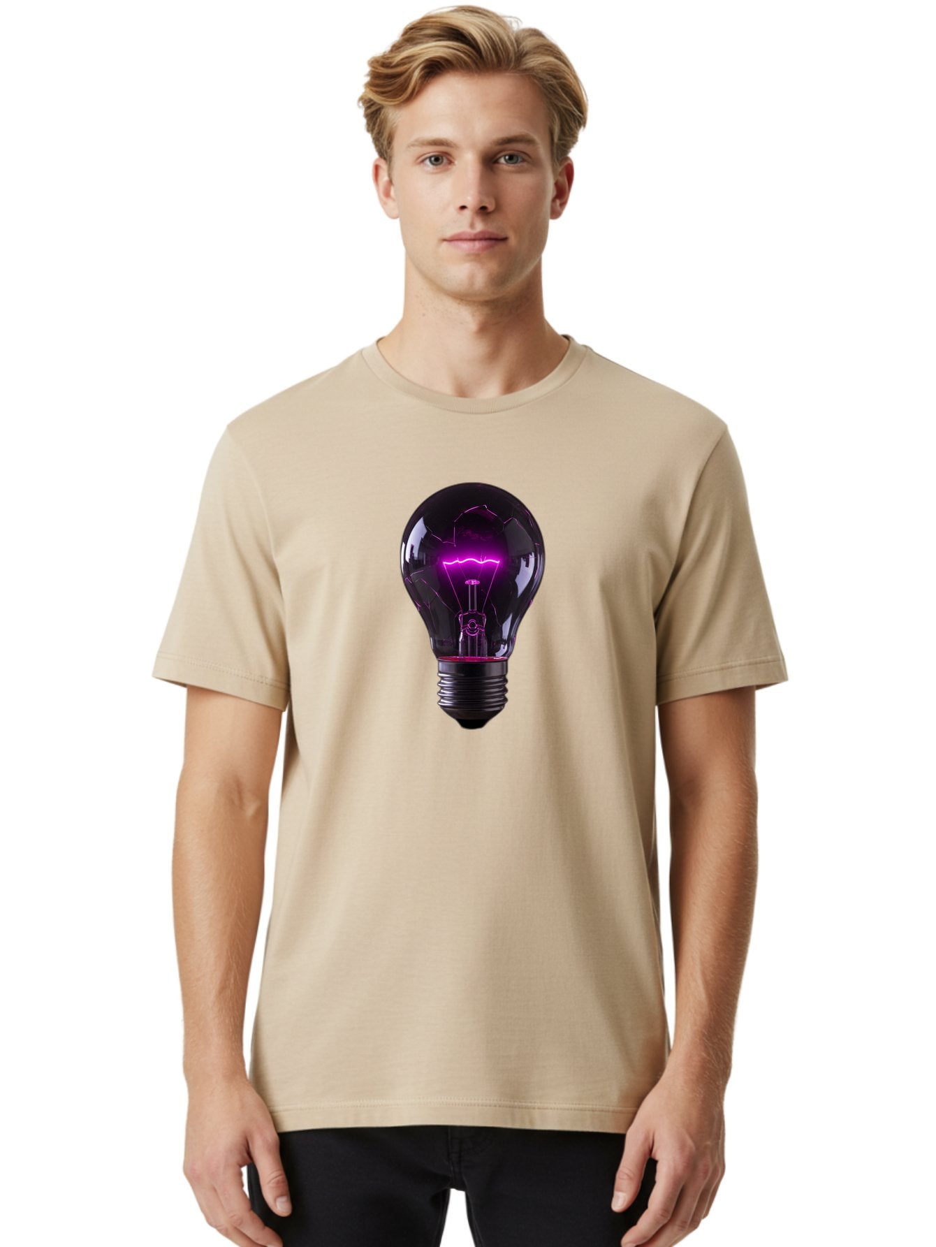 Purple-Light-Bulb Men'S Graphic Tee, 100% Cotton, Comfortable Casual Summer Wear, Machine Washable, Vintage Camera, Old Camera, Antique Camera, Black Camera, Classic Photography, Photography Equipment, Nostalgic Device, Film Camera, Camera Art Bag000 25
