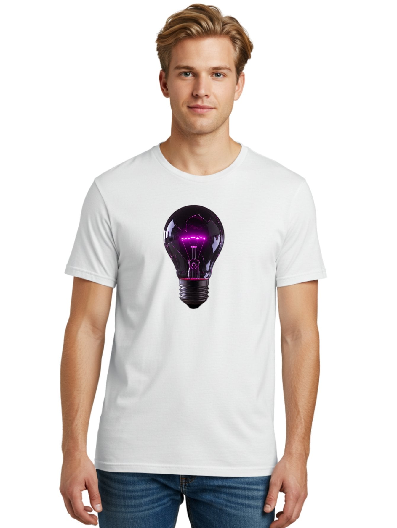 Purple-Light-Bulb Men'S Graphic Tee, 100% Cotton, Comfortable Casual Summer Wear, Machine Washable, Vintage Camera, Old Camera, Antique Camera, Black Camera, Classic Photography, Photography Equipment, Nostalgic Device, Film Camera, Camera Art Bag000 18
