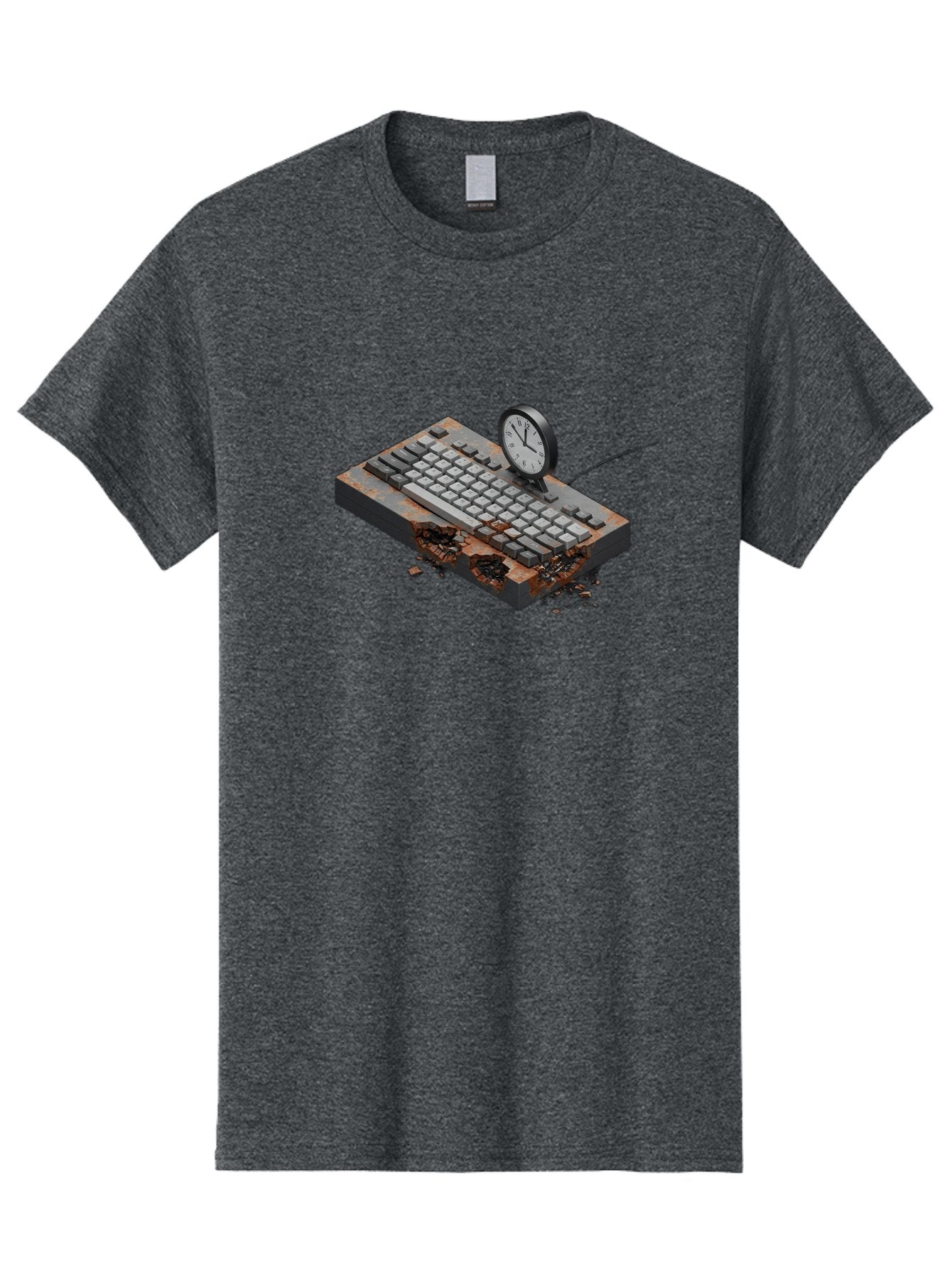 Rusty-Keyboard-And-Clock Men'S Graphic Tee, 100% Cotton, Comfortable Casual Summer Wear, Machine Washable, Vintage Camera, Old Camera, Antique Camera, Black Camera, Classic Photography, Photography Equipment, Nostalgic Device, Film Camera, Bag003 15