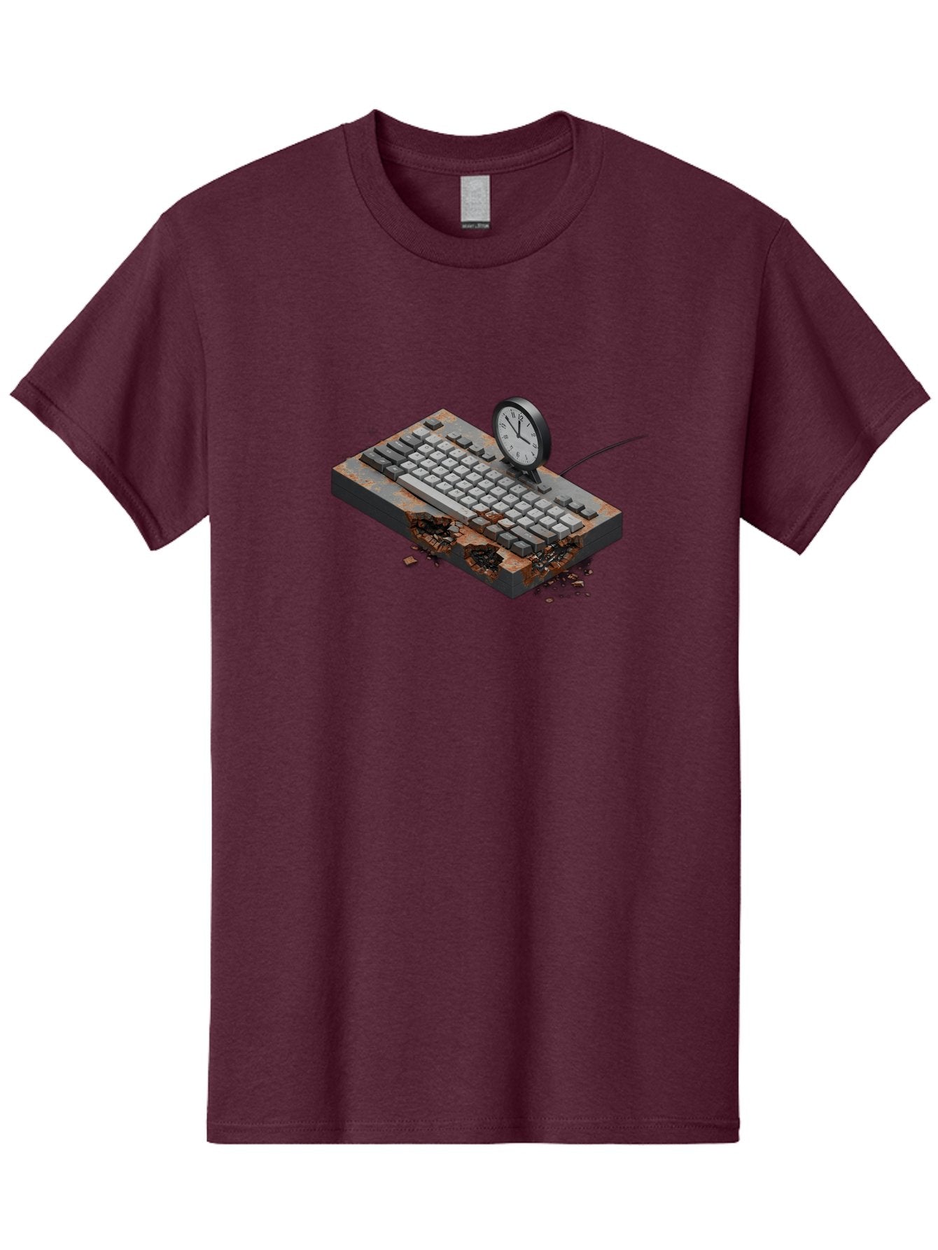 Rusty-Keyboard-And-Clock Men'S Graphic Tee, 100% Cotton, Comfortable Casual Summer Wear, Machine Washable, Vintage Camera, Old Camera, Antique Camera, Black Camera, Classic Photography, Photography Equipment, Nostalgic Device, Film Camera, Bag003 13