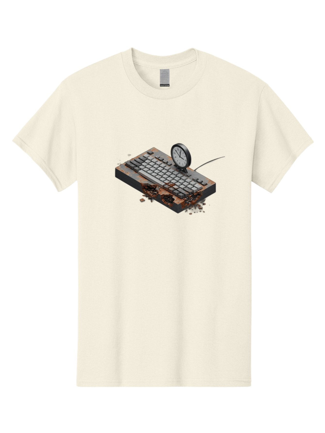 Rusty-Keyboard-And-Clock Men'S Graphic Tee, 100% Cotton, Comfortable Casual Summer Wear, Machine Washable, Vintage Camera, Old Camera, Antique Camera, Black Camera, Classic Photography, Photography Equipment, Nostalgic Device, Film Camera, Bag003 3