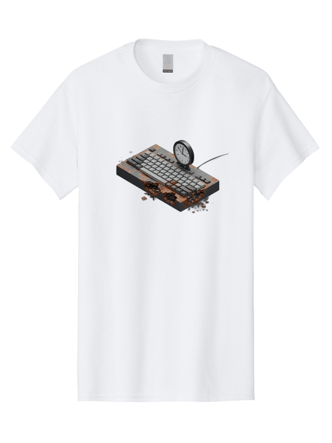 Rusty-Keyboard-And-Clock Men'S Graphic Tee, 100% Cotton, Comfortable Casual Summer Wear, Machine Washable, Vintage Camera, Old Camera, Antique Camera, Black Camera, Classic Photography, Photography Equipment, Nostalgic Device, Film Camera, Bag003