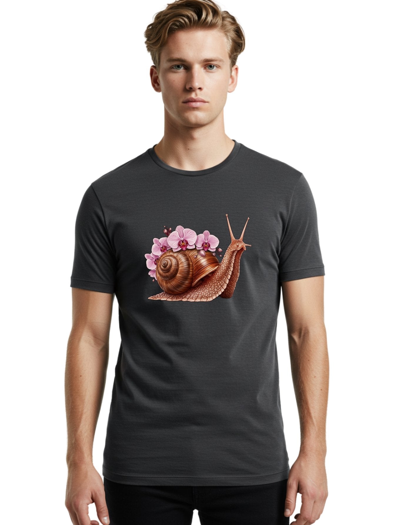 Snail-With-Orchids Men'S Graphic Tee, 100% Cotton, Comfortable Casual Summer Wear, Machine Washable, Vintage Camera, Old Camera, Antique Camera, Black Camera, Classic Photography, Photography Equipment, Nostalgic Device, Film Camera, Bag024 18