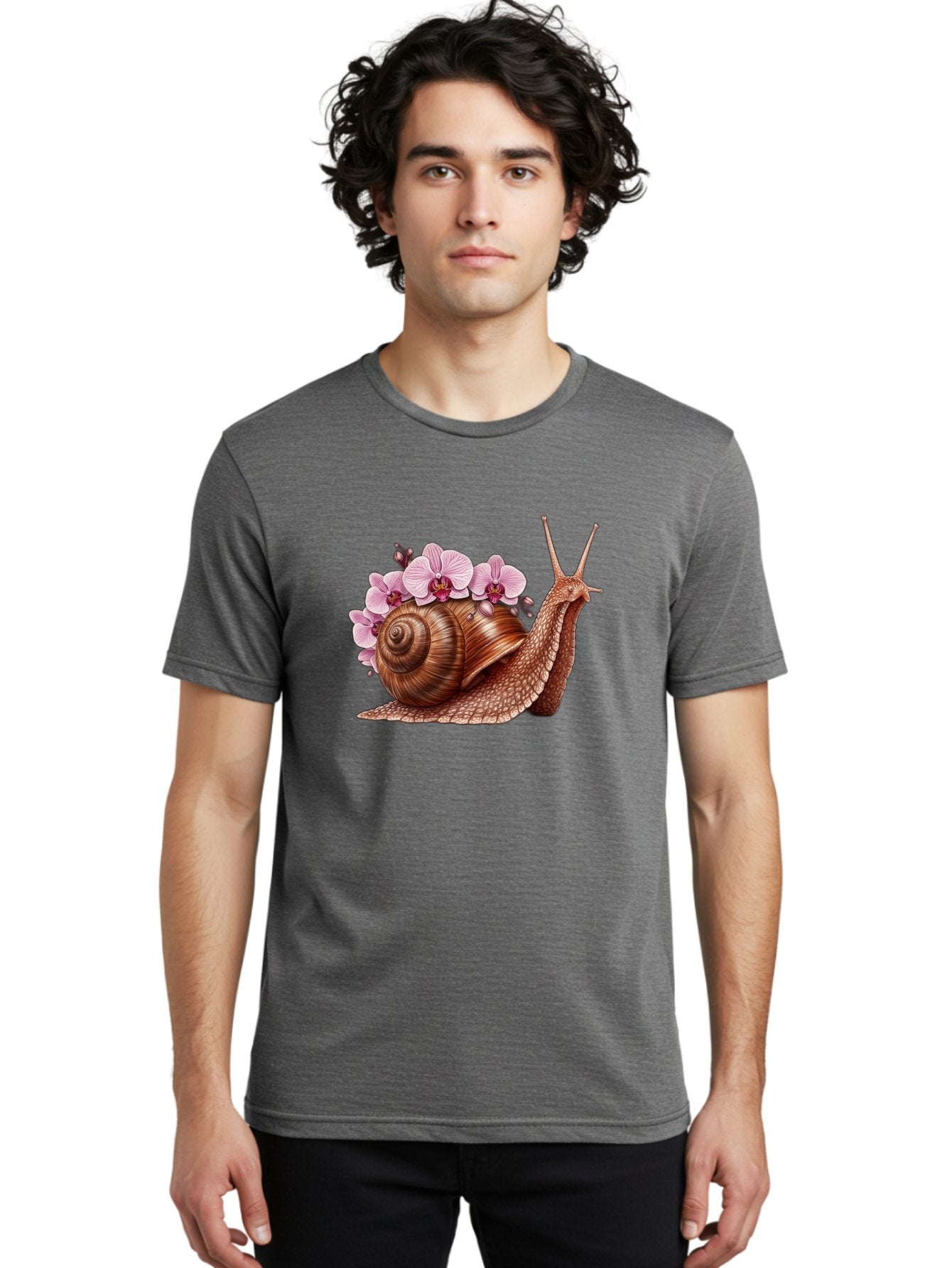 Snail-With-Orchids Men'S Graphic Tee, 100% Cotton, Comfortable Casual Summer Wear, Machine Washable, Vintage Camera, Old Camera, Antique Camera, Black Camera, Classic Photography, Photography Equipment, Nostalgic Device, Film Camera, Bag024 20