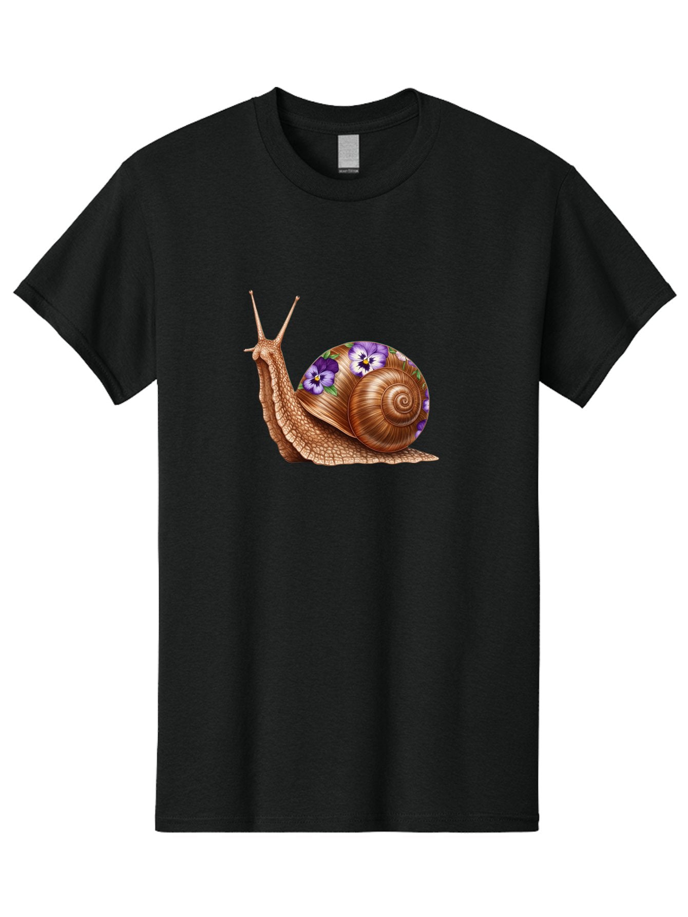 Snail-With-Purple-Flowers-1 Men'S Graphic Tee, 100% Cotton, Comfortable Casual Summer Wear, Machine Washable, Vintage Camera, Old Camera, Antique Camera, Black Camera, Classic Photography, Photography Equipment, Nostalgic Device, Film Camera, Bag025 10