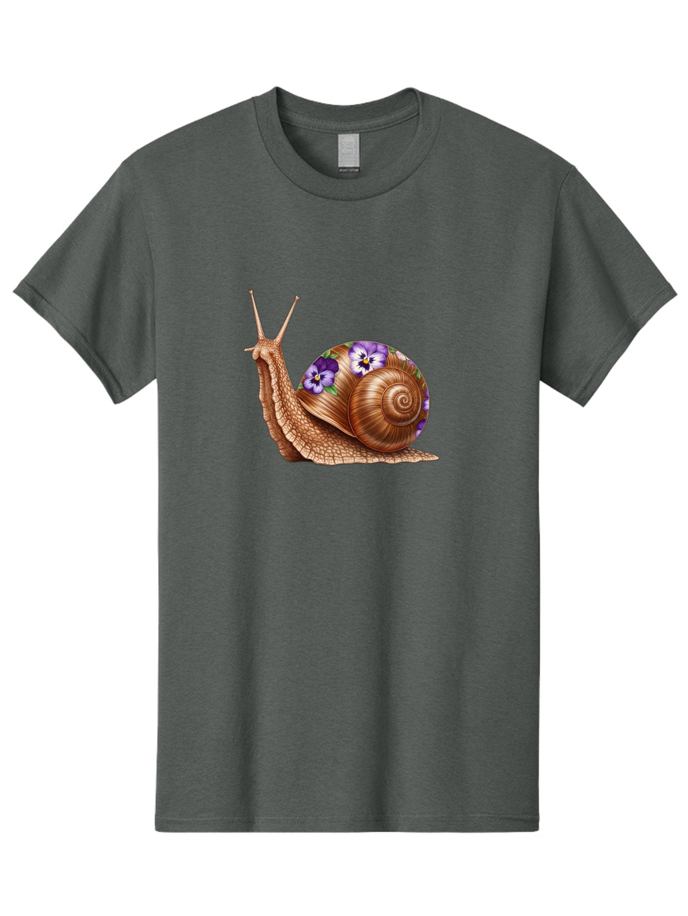 Snail-With-Purple-Flowers-1 Men'S Graphic Tee, 100% Cotton, Comfortable Casual Summer Wear, Machine Washable, Vintage Camera, Old Camera, Antique Camera, Black Camera, Classic Photography, Photography Equipment, Nostalgic Device, Film Camera, Bag025 14