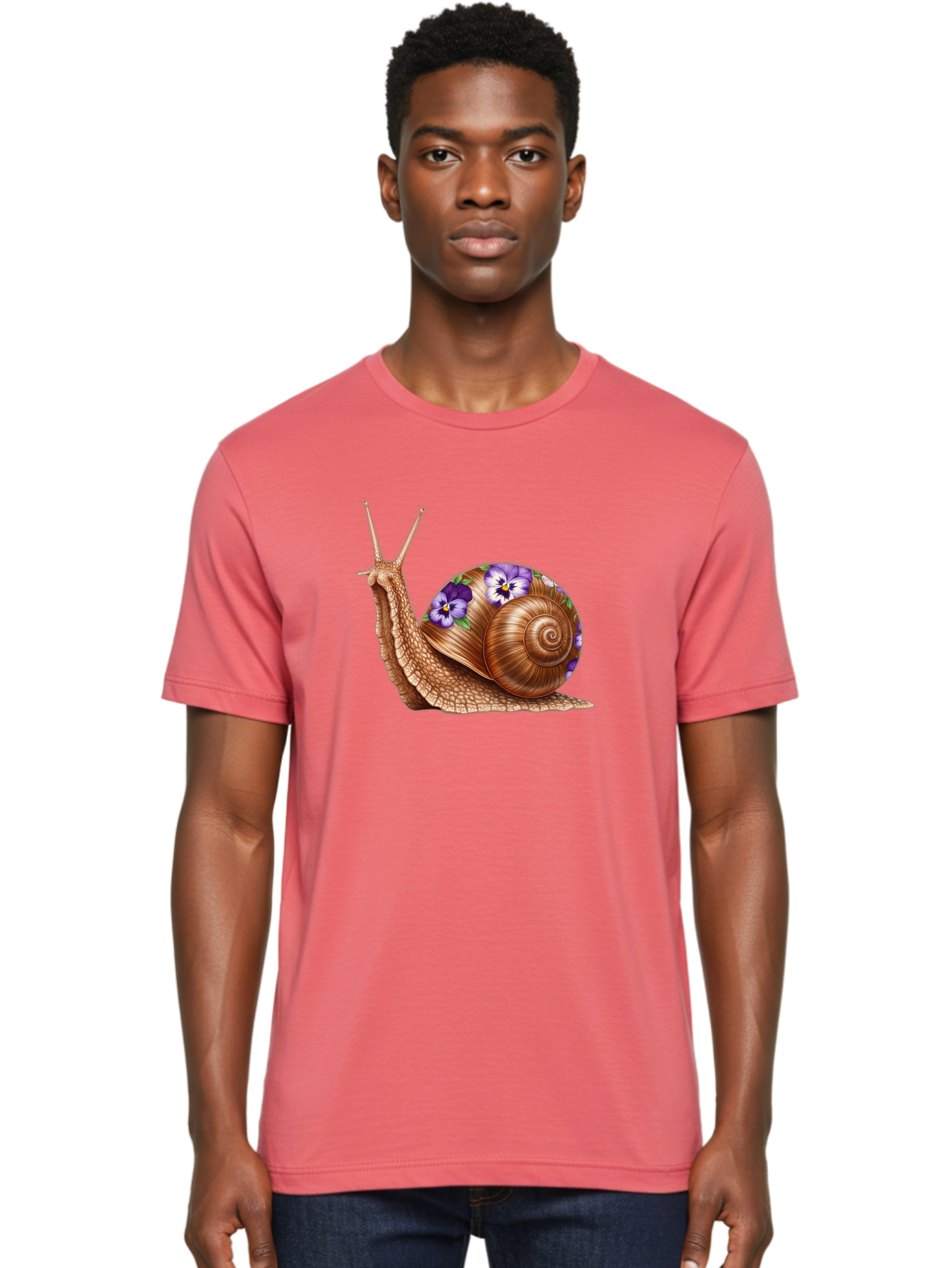 Snail-With-Purple-Flowers-1 Men'S Graphic Tee, 100% Cotton, Comfortable Casual Summer Wear, Machine Washable, Vintage Camera, Old Camera, Antique Camera, Black Camera, Classic Photography, Photography Equipment, Nostalgic Device, Film Camera, Bag025 21
