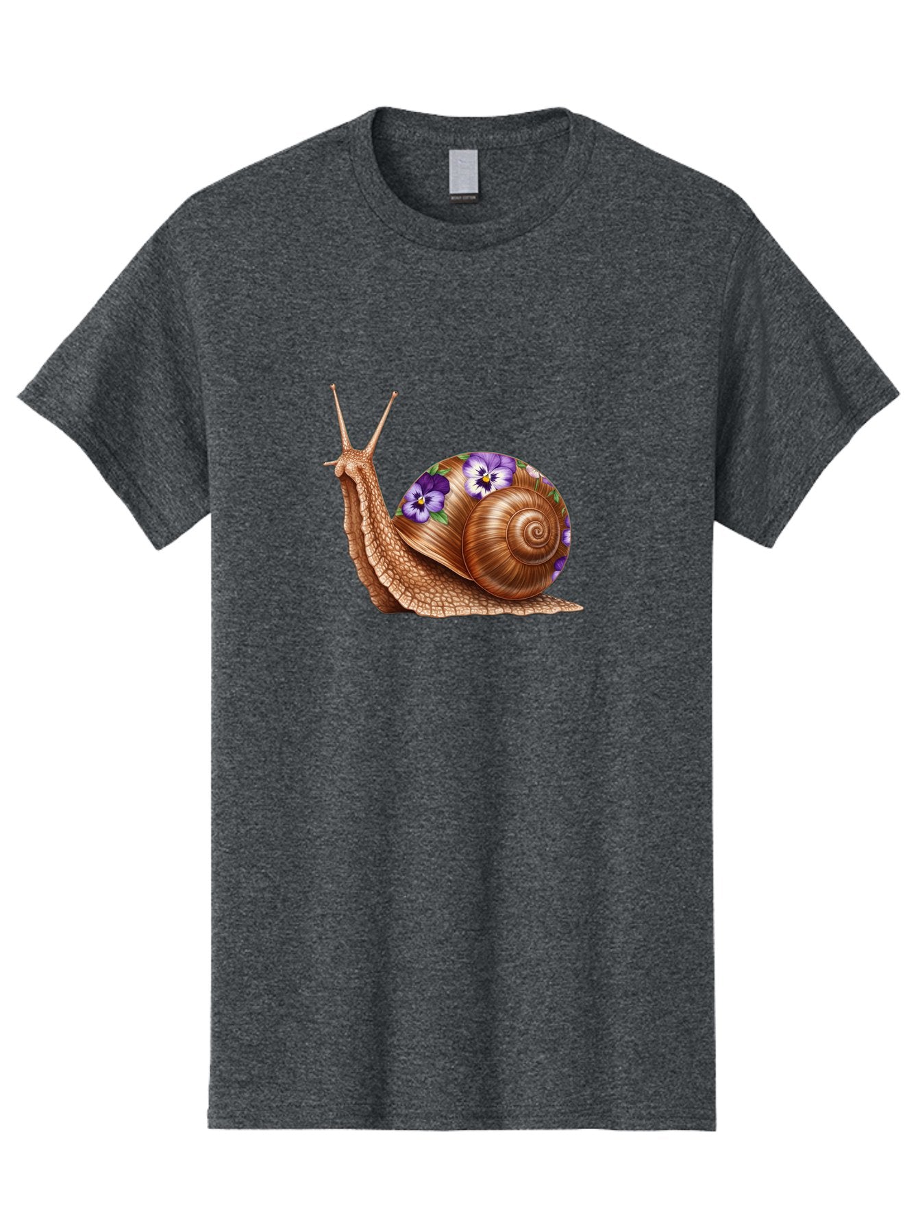 Snail-With-Purple-Flowers-1 Men'S Graphic Tee, 100% Cotton, Comfortable Casual Summer Wear, Machine Washable, Vintage Camera, Old Camera, Antique Camera, Black Camera, Classic Photography, Photography Equipment, Nostalgic Device, Film Camera, Bag025