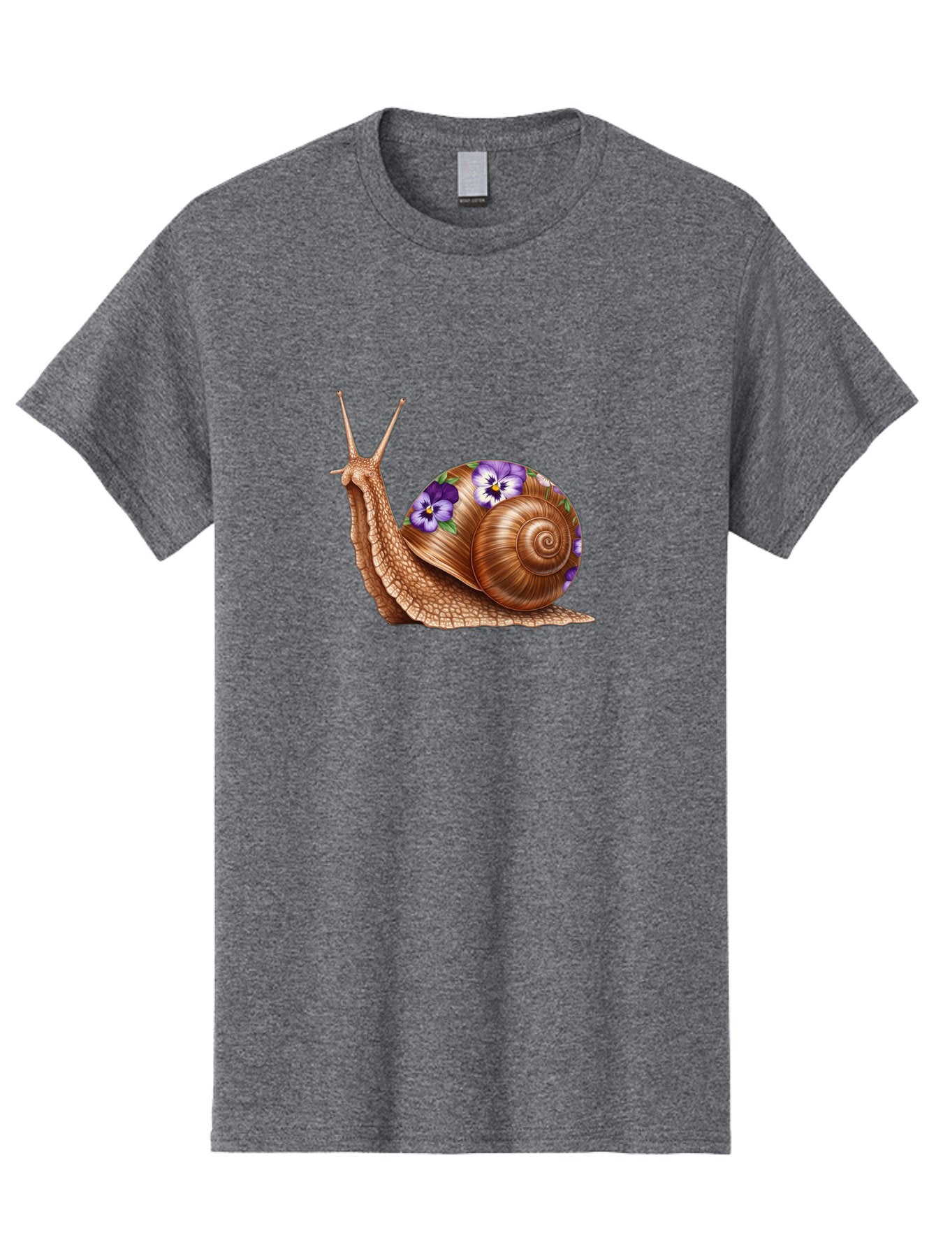 Snail-With-Purple-Flowers-1 Men'S Graphic Tee, 100% Cotton, Comfortable Casual Summer Wear, Machine Washable, Vintage Camera, Old Camera, Antique Camera, Black Camera, Classic Photography, Photography Equipment, Nostalgic Device, Film Camera, Bag025