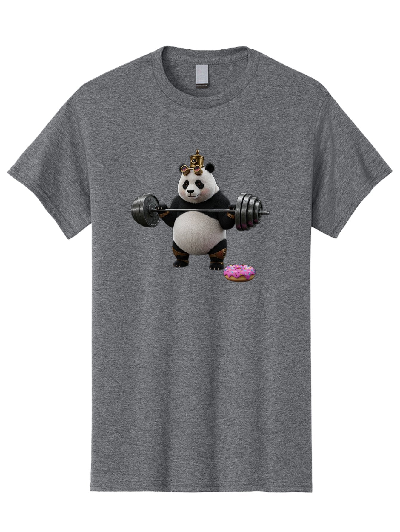 Steampunk-Panda-Lifting-Weights Men'S Graphic Tee, 100% Cotton, Comfortable Casual Summer Wear, Machine Washable, Vintage Camera, Old Camera, Antique Camera, Black Camera, Classic Photography, Photography Equipment, Nostalgic Device, Bag035 4