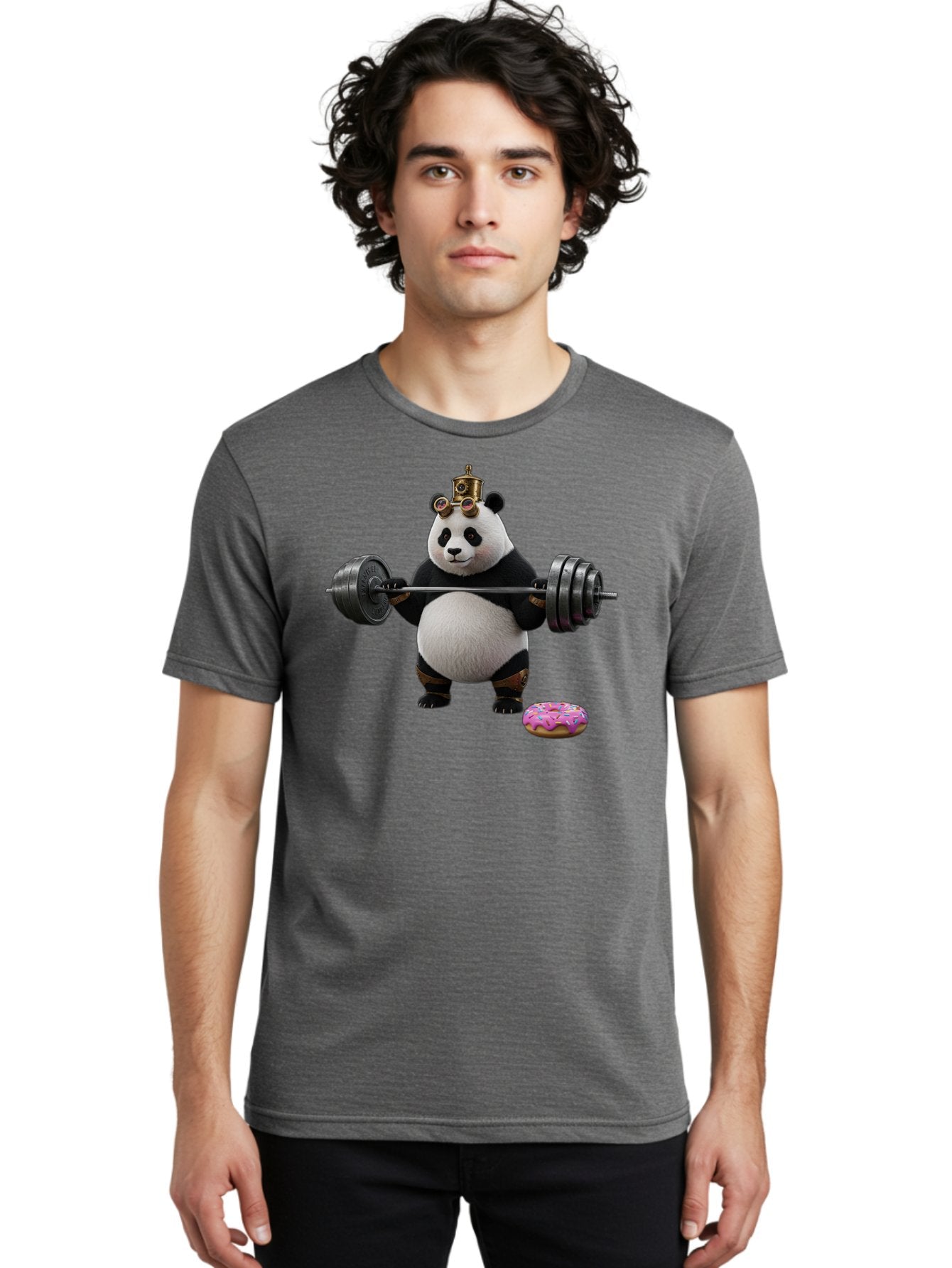 Steampunk-Panda-Lifting-Weights Men'S Graphic Tee, 100% Cotton, Comfortable Casual Summer Wear, Machine Washable, Vintage Camera, Old Camera, Antique Camera, Black Camera, Classic Photography, Photography Equipment, Nostalgic Device, Bag035 18