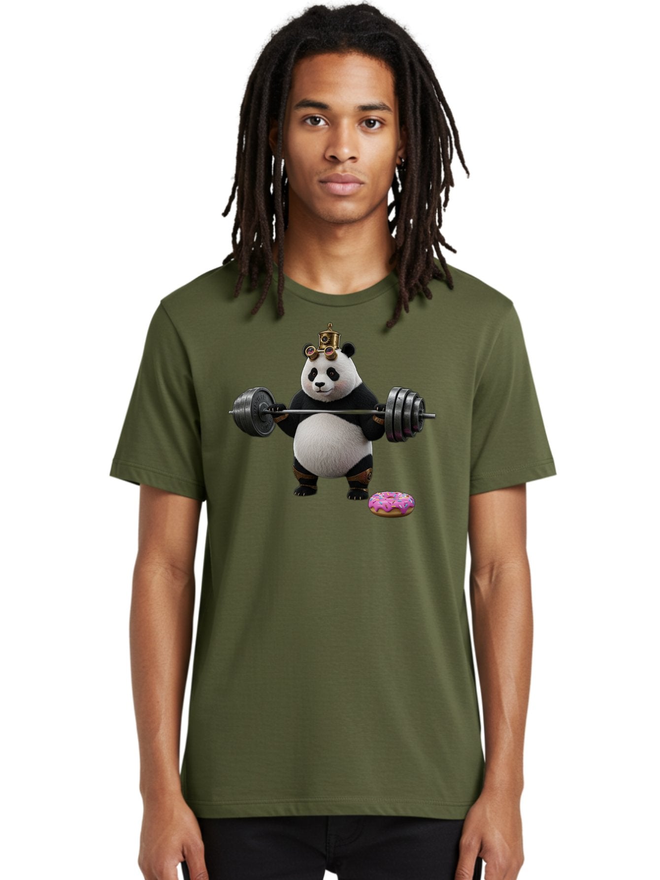 Steampunk-Panda-Lifting-Weights Men'S Graphic Tee, 100% Cotton, Comfortable Casual Summer Wear, Machine Washable, Vintage Camera, Old Camera, Antique Camera, Black Camera, Classic Photography, Photography Equipment, Nostalgic Device, Bag035 22