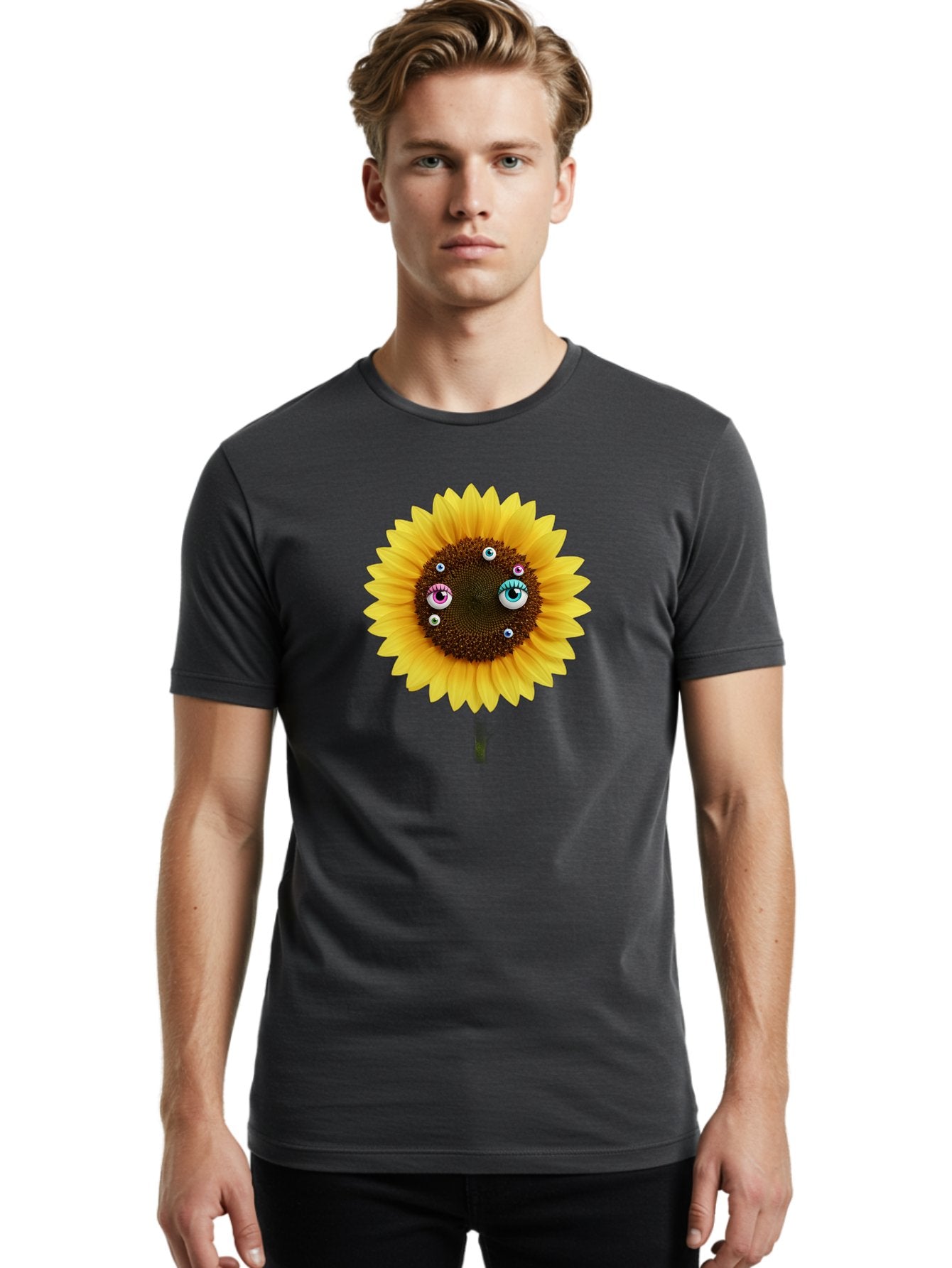 Sunflower-Eyes-1 Men'S Graphic Tee, 100% Cotton, Comfortable Casual Summer Wear, Machine Washable, Vintage Camera, Old Camera, Antique Camera, Black Camera, Classic Photography, Photography Equipment, Nostalgic Device, Film Camera, Camera Art Bag037 30