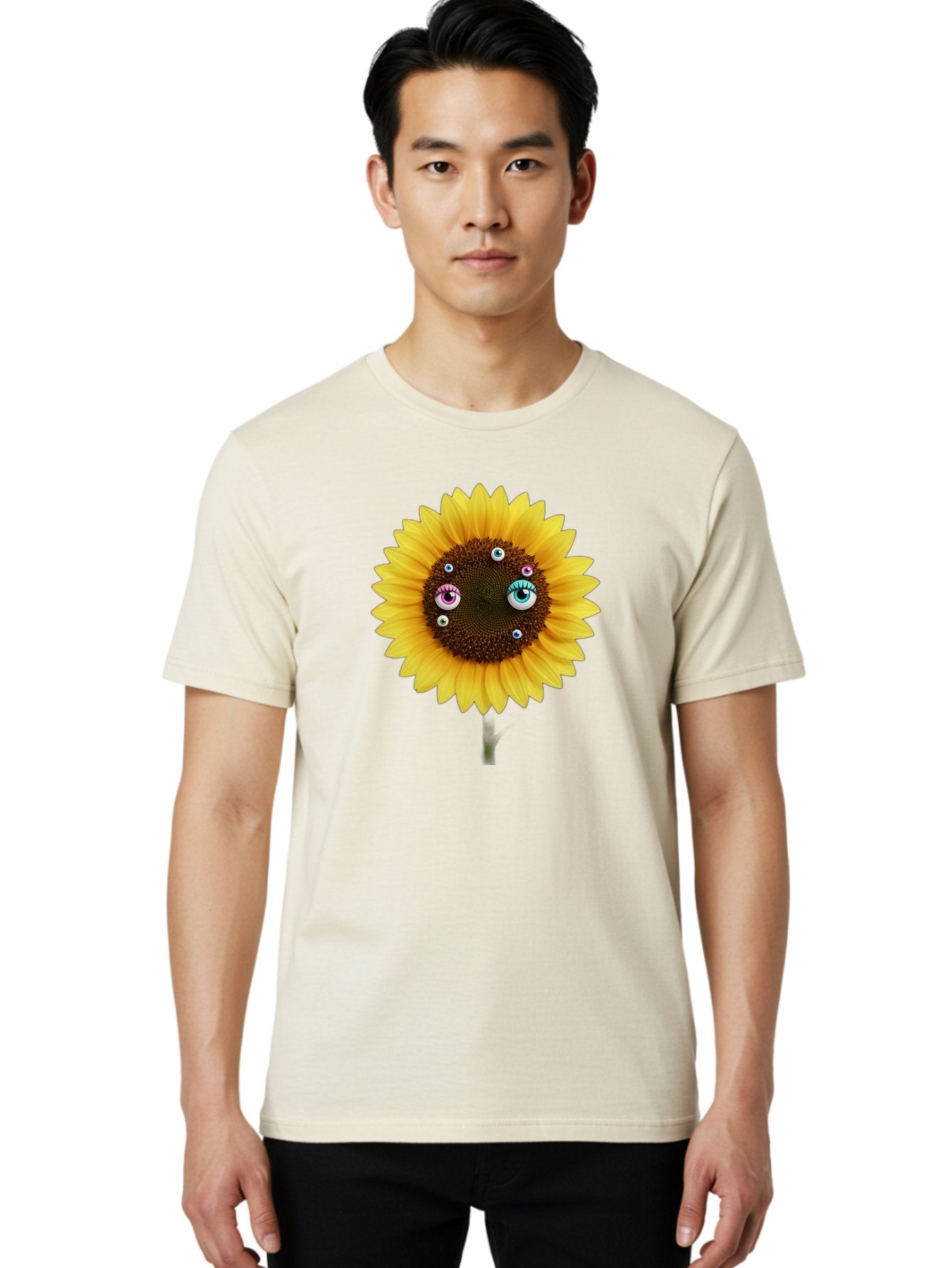 Sunflower-Eyes-1 Men'S Graphic Tee, 100% Cotton, Comfortable Casual Summer Wear, Machine Washable, Vintage Camera, Old Camera, Antique Camera, Black Camera, Classic Photography, Photography Equipment, Nostalgic Device, Film Camera, Camera Art Bag037 17