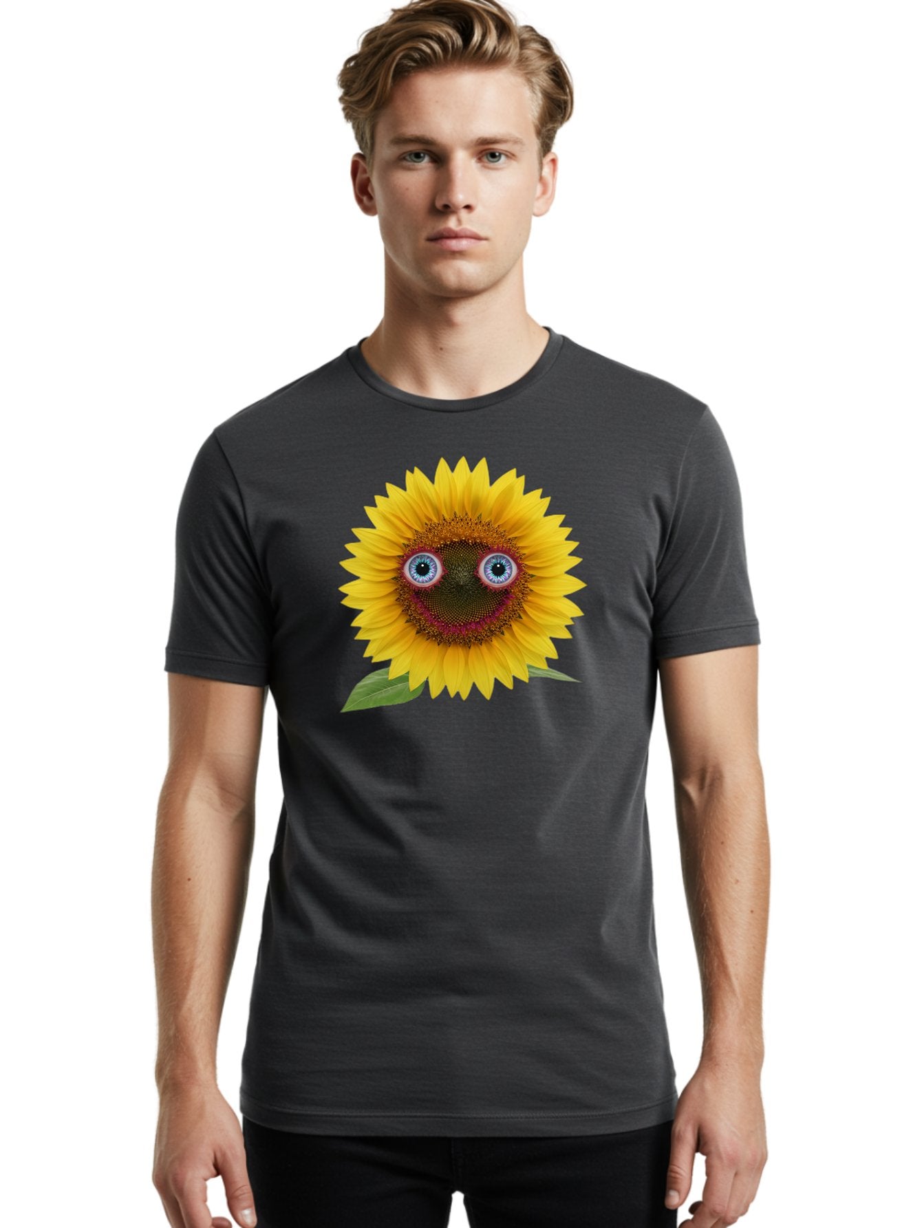 Sunflower-Smiley Men'S Graphic Tee, 100% Cotton, Comfortable Casual Summer Wear, Machine Washable, Vintage Camera, Old Camera, Antique Camera, Black Camera, Classic Photography, Photography Equipment, Nostalgic Device, Film Camera, Camera Art Bag040 27