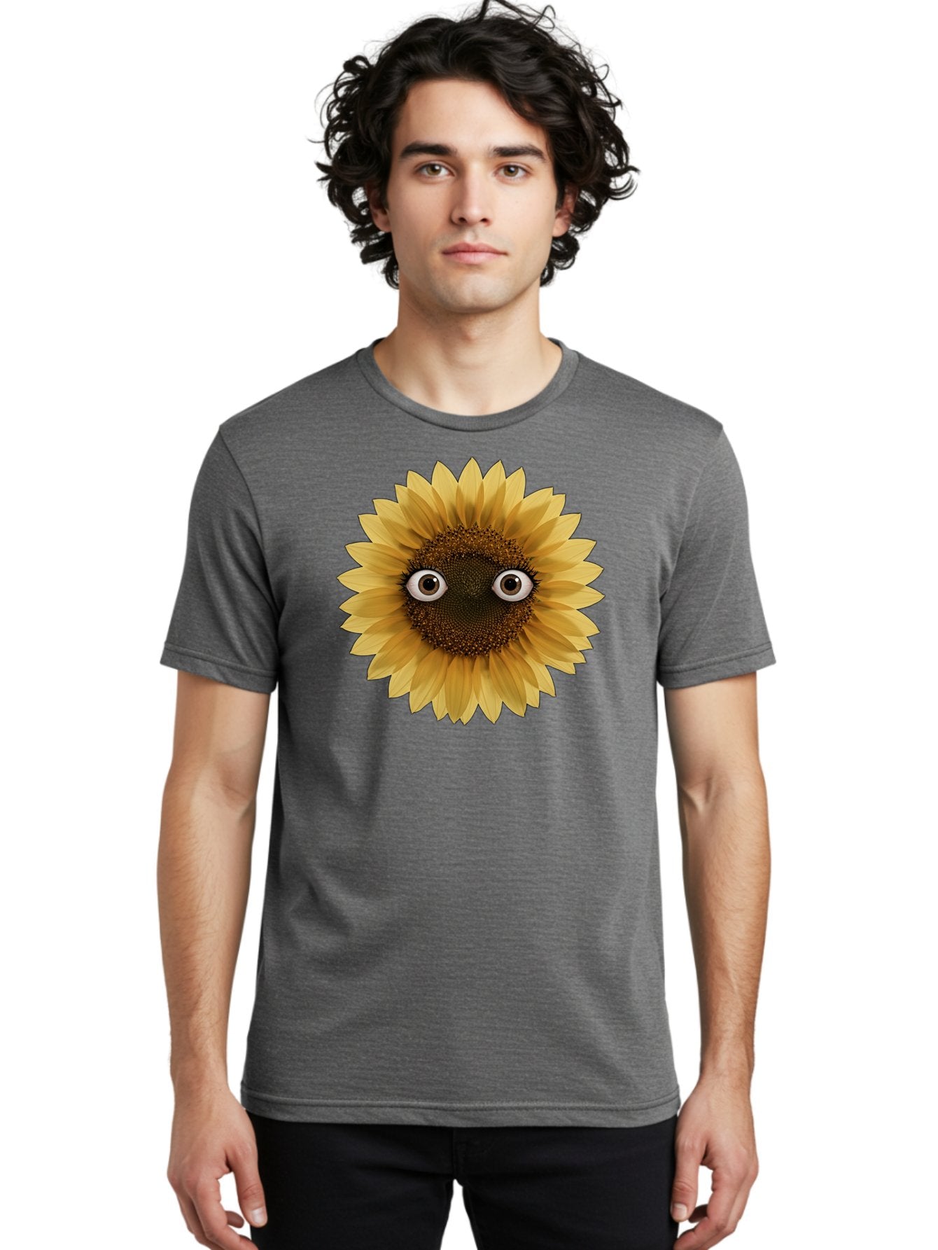 Sunflower-With-Eyes-1 Men'S Graphic Tee, 100% Cotton, Comfortable Casual Summer Wear, Machine Washable, Vintage Camera, Old Camera, Antique Camera, Black Camera, Classic Photography, Photography Equipment, Nostalgic Device, Film Camera, Bag041 26