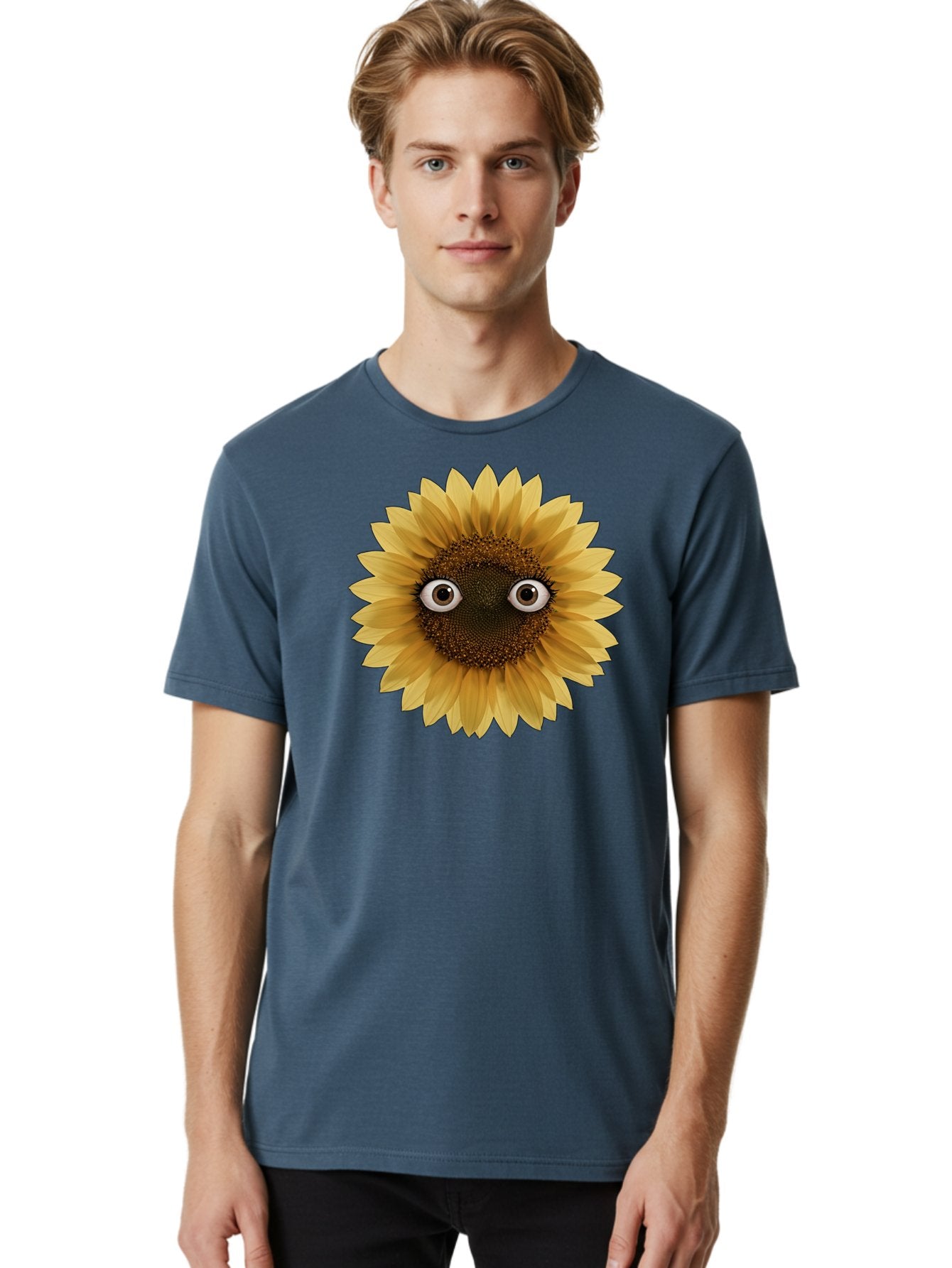 Sunflower-With-Eyes-1 Men'S Graphic Tee, 100% Cotton, Comfortable Casual Summer Wear, Machine Washable, Vintage Camera, Old Camera, Antique Camera, Black Camera, Classic Photography, Photography Equipment, Nostalgic Device, Film Camera, Bag041 16