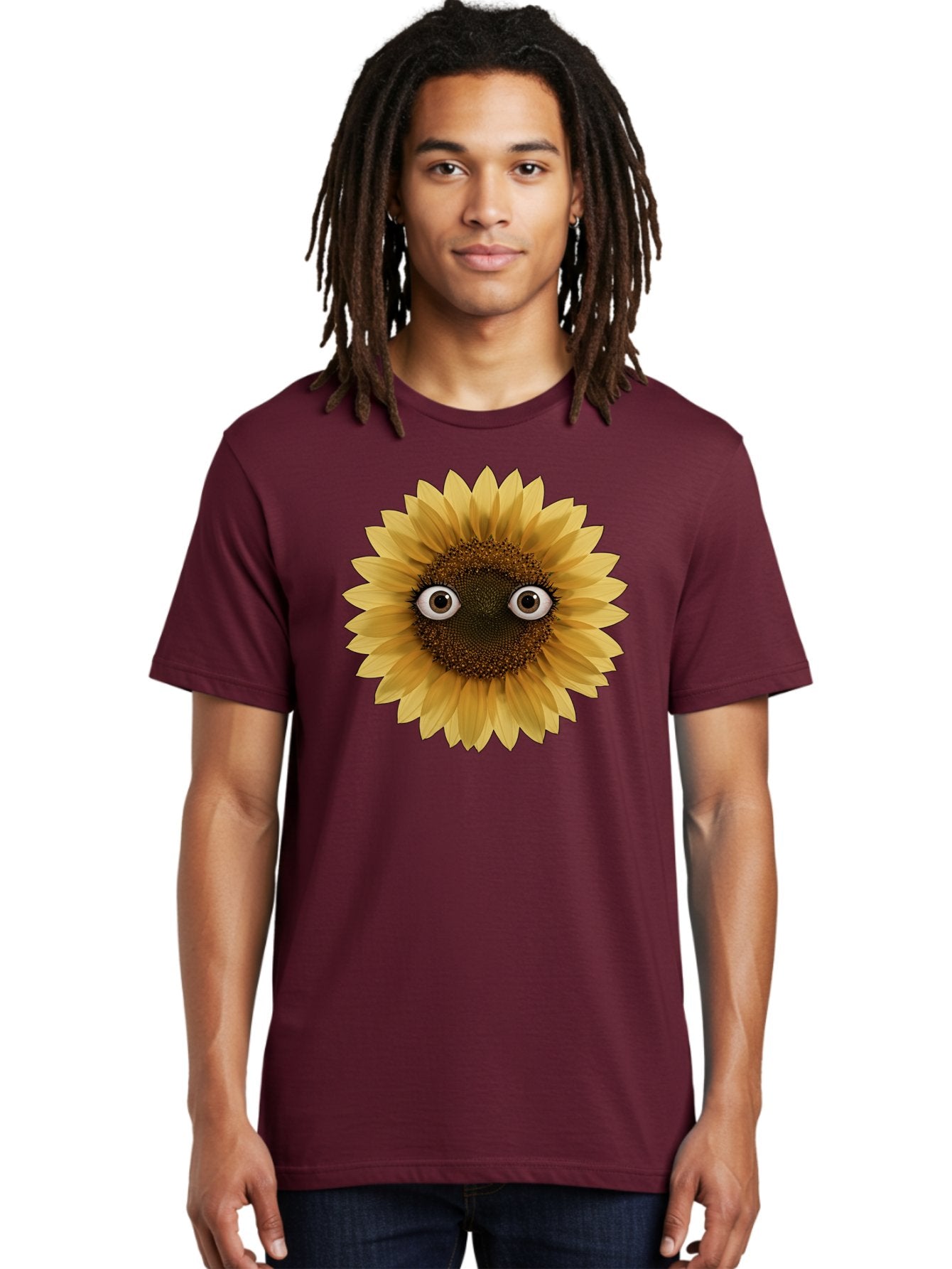 Sunflower-With-Eyes-1 Men'S Graphic Tee, 100% Cotton, Comfortable Casual Summer Wear, Machine Washable, Vintage Camera, Old Camera, Antique Camera, Black Camera, Classic Photography, Photography Equipment, Nostalgic Device, Film Camera, Bag041 22