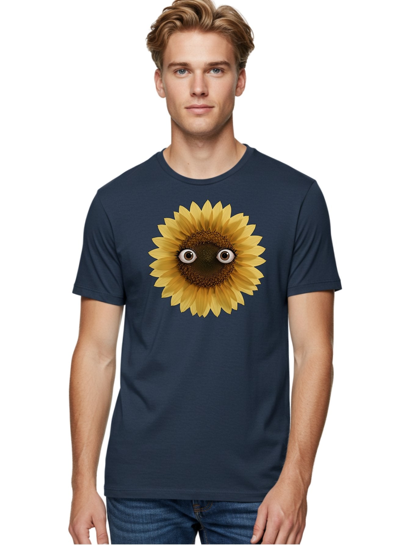 Sunflower-With-Eyes-1 Men'S Graphic Tee, 100% Cotton, Comfortable Casual Summer Wear, Machine Washable, Vintage Camera, Old Camera, Antique Camera, Black Camera, Classic Photography, Photography Equipment, Nostalgic Device, Film Camera, Bag041 28