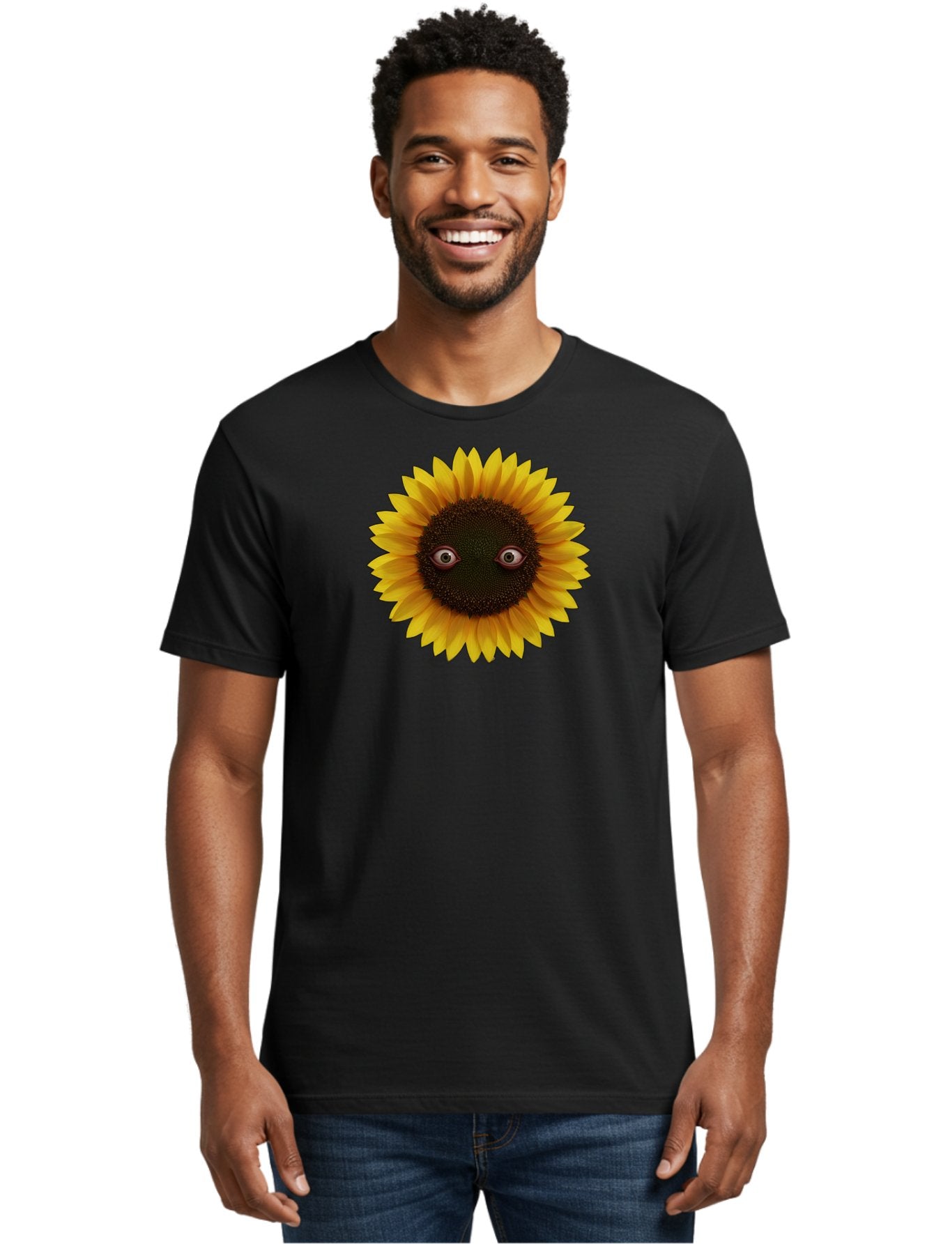 Sunflower-With-Eyes-2 Men'S Graphic Tee, 100% Cotton, Comfortable Casual Summer Wear, Machine Washable, Vintage Camera, Old Camera, Antique Camera, Black Camera, Classic Photography, Photography Equipment, Nostalgic Device, Film Camera, Bag042 18