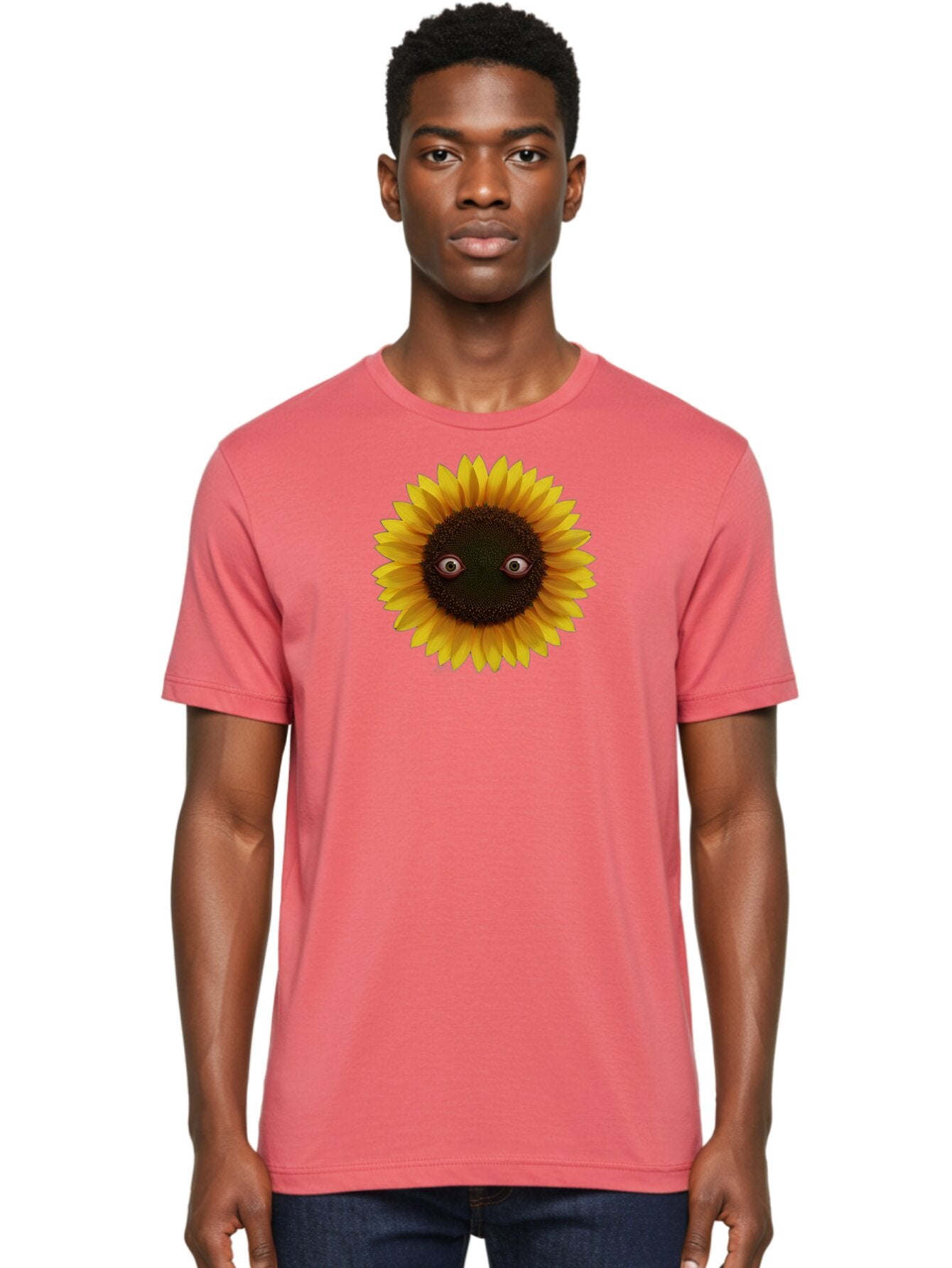 Sunflower-With-Eyes-2 Men'S Graphic Tee, 100% Cotton, Comfortable Casual Summer Wear, Machine Washable, Vintage Camera, Old Camera, Antique Camera, Black Camera, Classic Photography, Photography Equipment, Nostalgic Device, Film Camera, Bag042 22