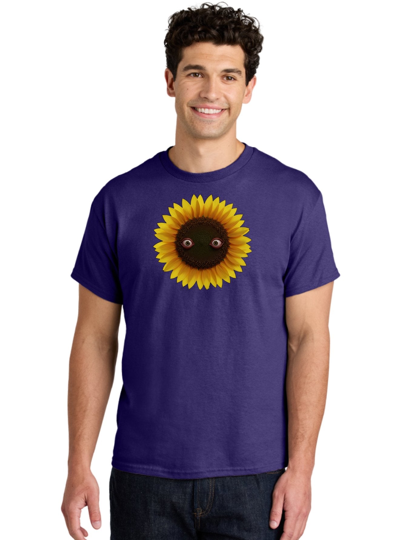 Sunflower-With-Eyes-2 Men'S Graphic Tee, 100% Cotton, Comfortable Casual Summer Wear, Machine Washable, Vintage Camera, Old Camera, Antique Camera, Black Camera, Classic Photography, Photography Equipment, Nostalgic Device, Film Camera, Bag042 19