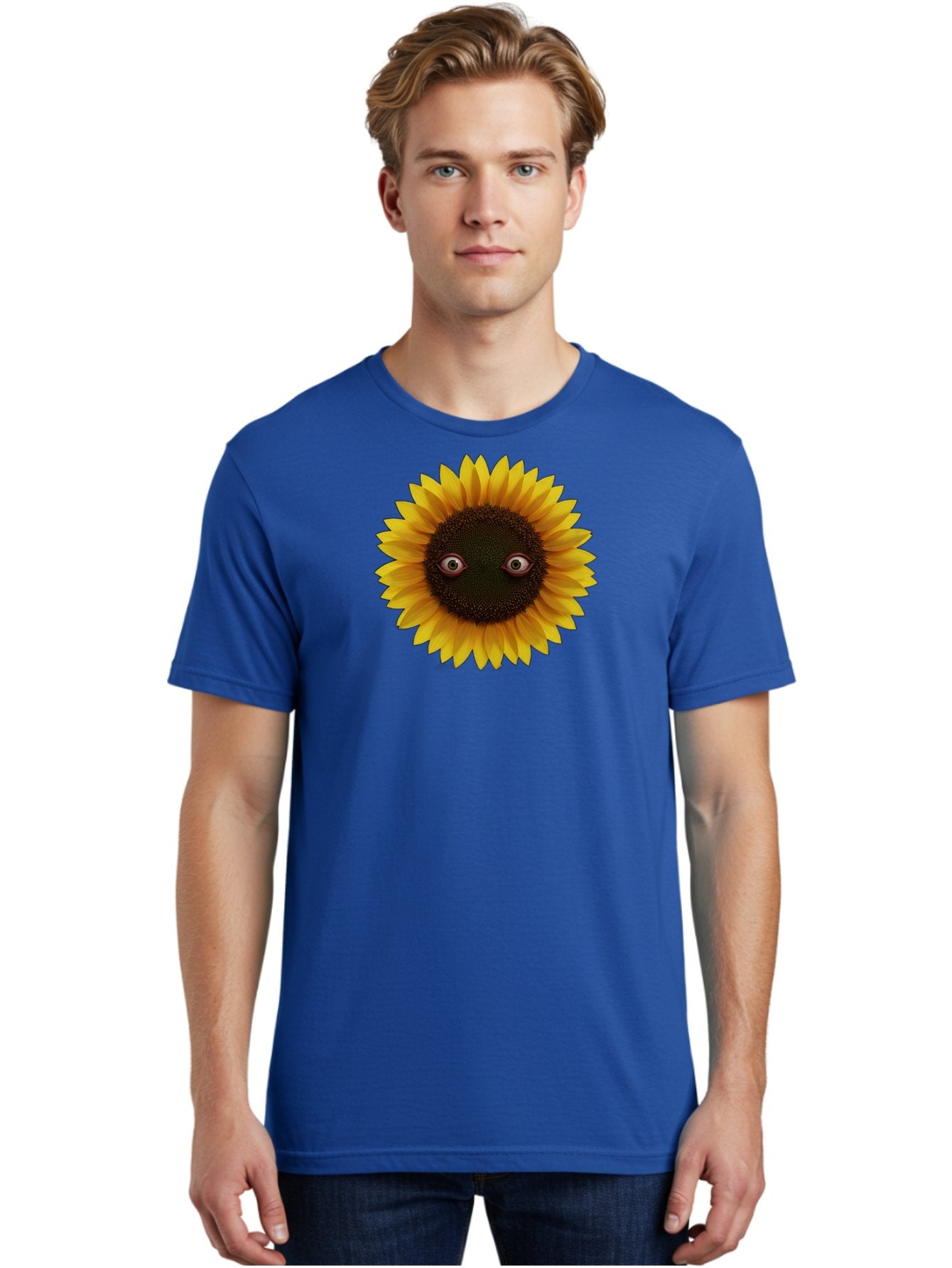 Sunflower-With-Eyes-2 Men'S Graphic Tee, 100% Cotton, Comfortable Casual Summer Wear, Machine Washable, Vintage Camera, Old Camera, Antique Camera, Black Camera, Classic Photography, Photography Equipment, Nostalgic Device, Film Camera, Bag042 21