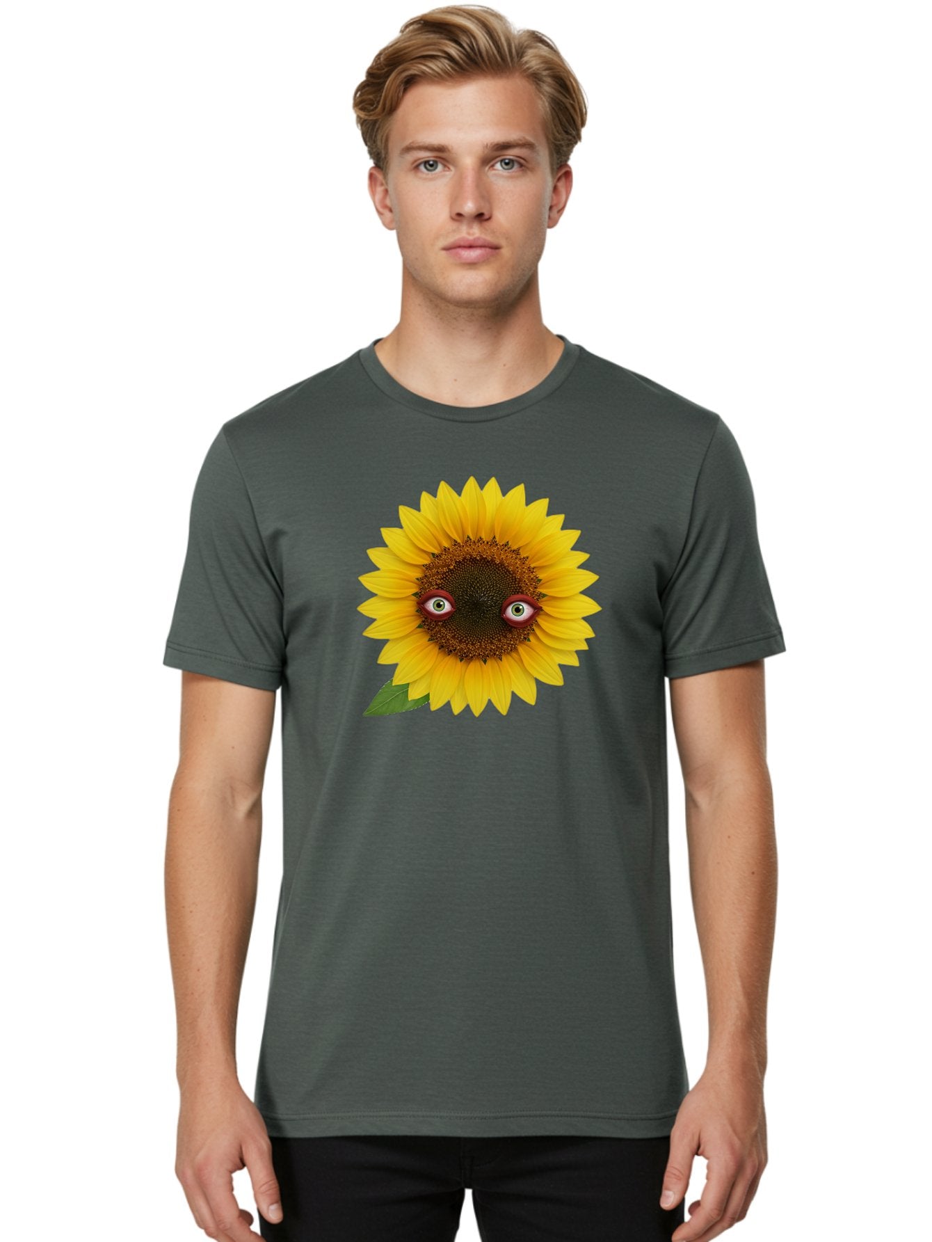 Sunflower-With-Eyes-3 Men'S Graphic Tee, 100% Cotton, Comfortable Casual Summer Wear, Machine Washable, Vintage Camera, Old Camera, Antique Camera, Black Camera, Classic Photography, Photography Equipment, Nostalgic Device, Film Camera, Bag043 23