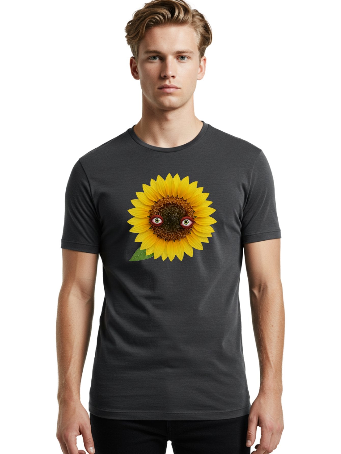 Sunflower-With-Eyes-3 Men'S Graphic Tee, 100% Cotton, Comfortable Casual Summer Wear, Machine Washable, Vintage Camera, Old Camera, Antique Camera, Black Camera, Classic Photography, Photography Equipment, Nostalgic Device, Film Camera, Bag043 25