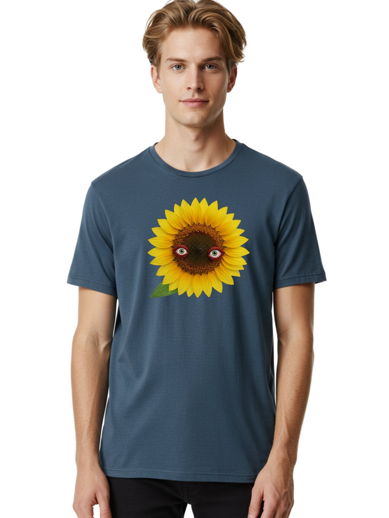 Sunflower-With-Eyes-3 Men'S Graphic Tee, 100% Cotton, Comfortable Casual Summer Wear, Machine Washable, Vintage Camera, Old Camera, Antique Camera, Black Camera, Classic Photography, Photography Equipment, Nostalgic Device, Film Camera, Bag043 26