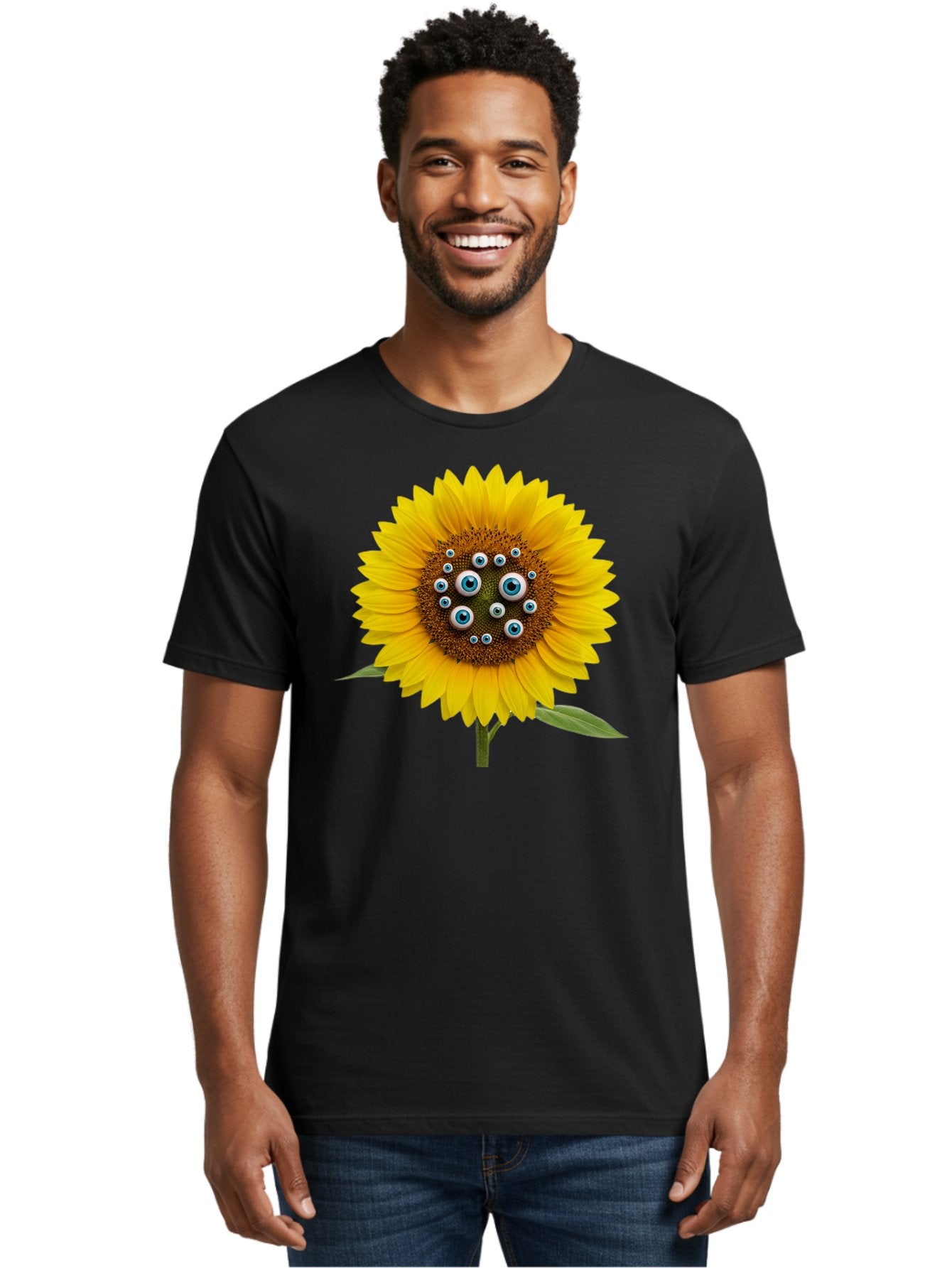 Sunflower-With-Eyes-5 Men'S Graphic Tee, 100% Cotton, Comfortable Casual Summer Wear, Machine Washable, Vintage Camera, Old Camera, Antique Camera, Black Camera, Classic Photography, Photography Equipment, Nostalgic Device, Film Camera, Bag045 27