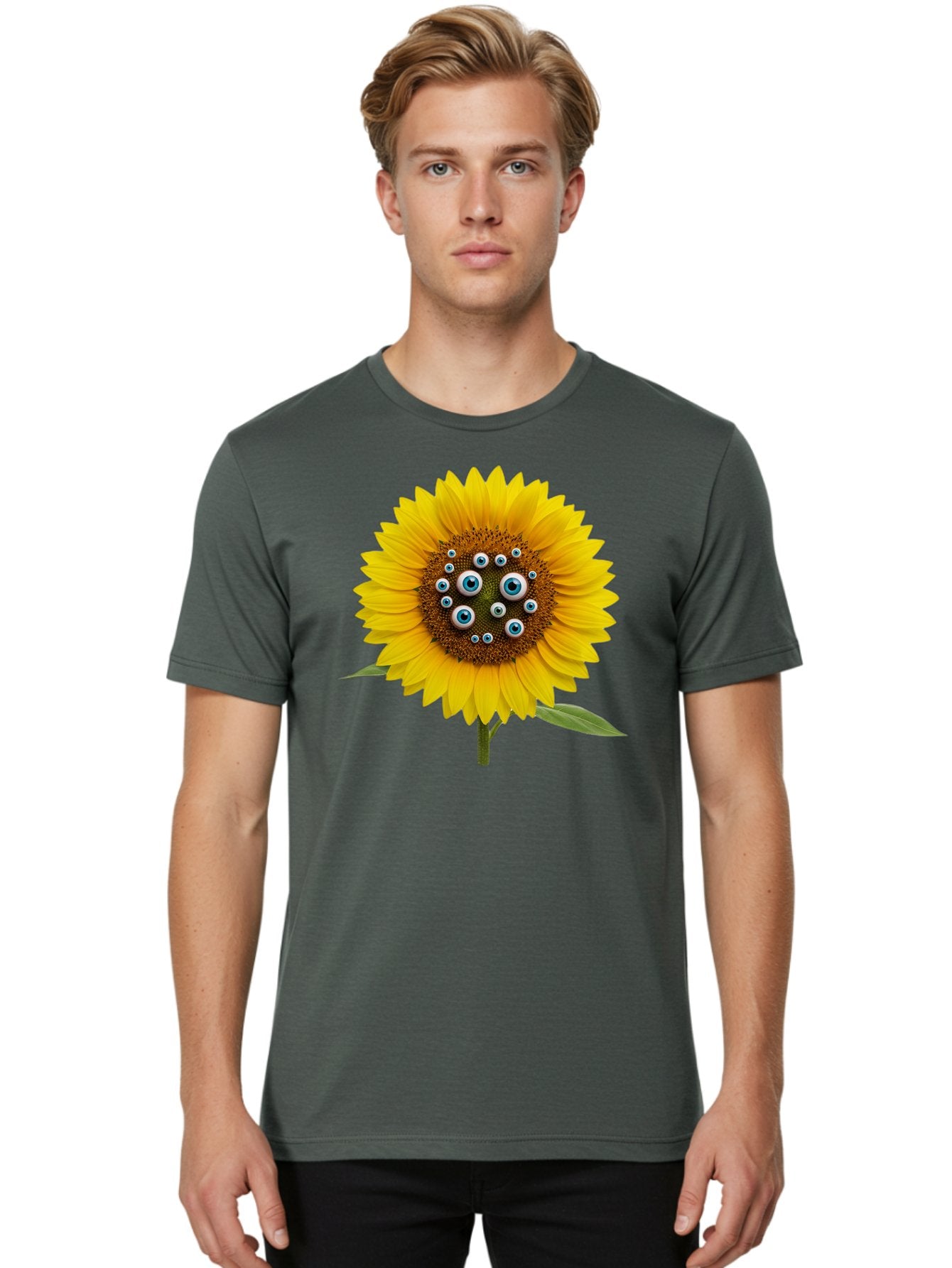 Sunflower-With-Eyes-5 Men'S Graphic Tee, 100% Cotton, Comfortable Casual Summer Wear, Machine Washable, Vintage Camera, Old Camera, Antique Camera, Black Camera, Classic Photography, Photography Equipment, Nostalgic Device, Film Camera, Bag045 22