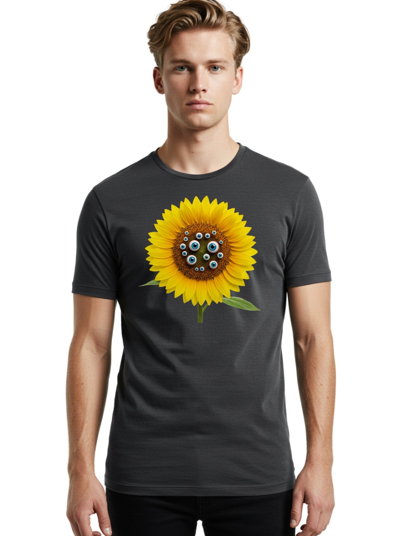 Sunflower-With-Eyes-5 Men'S Graphic Tee, 100% Cotton, Comfortable Casual Summer Wear, Machine Washable, Vintage Camera, Old Camera, Antique Camera, Black Camera, Classic Photography, Photography Equipment, Nostalgic Device, Film Camera, Bag045 21