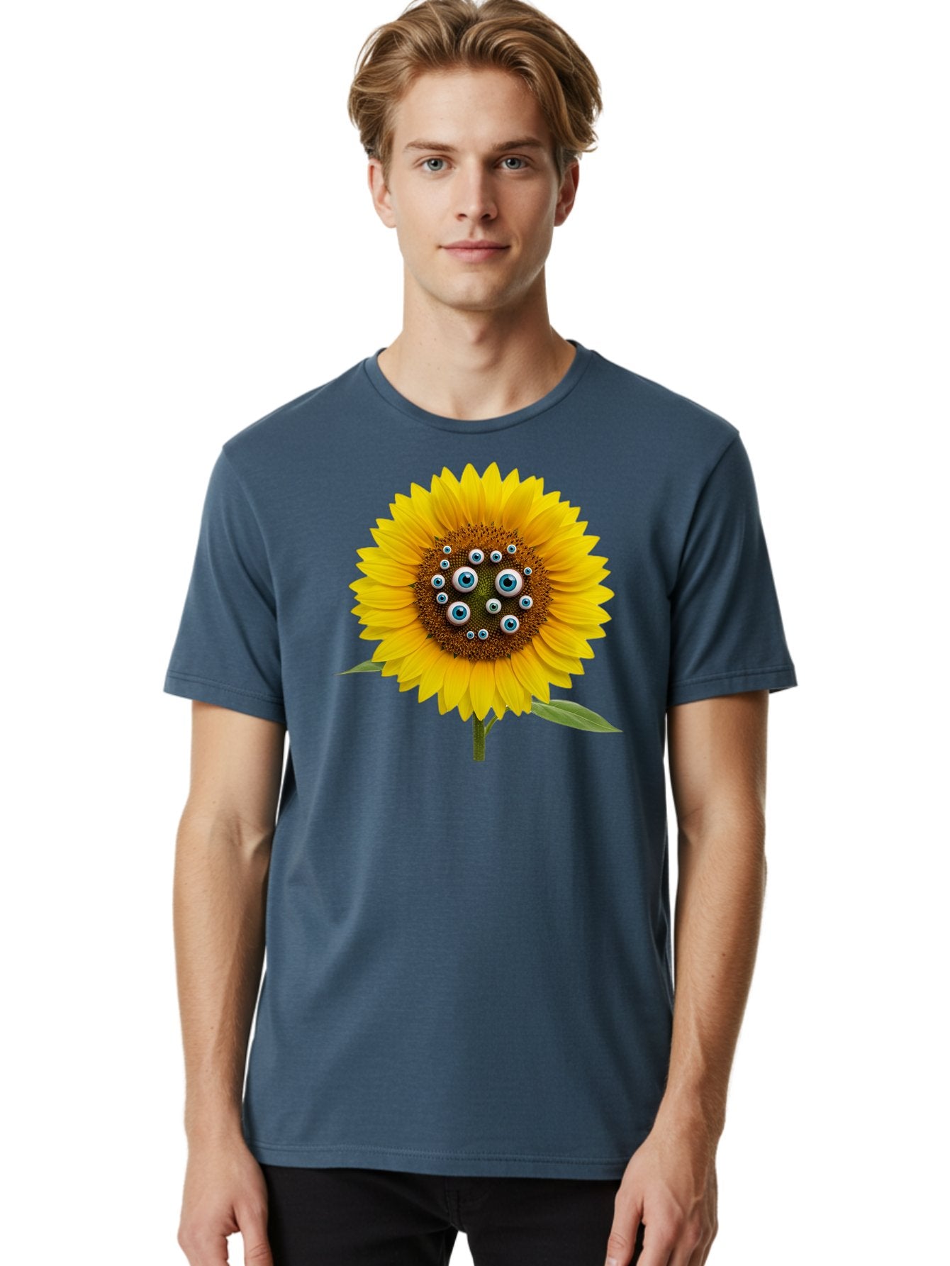 Sunflower-With-Eyes-5 Men'S Graphic Tee, 100% Cotton, Comfortable Casual Summer Wear, Machine Washable, Vintage Camera, Old Camera, Antique Camera, Black Camera, Classic Photography, Photography Equipment, Nostalgic Device, Film Camera, Bag045 20