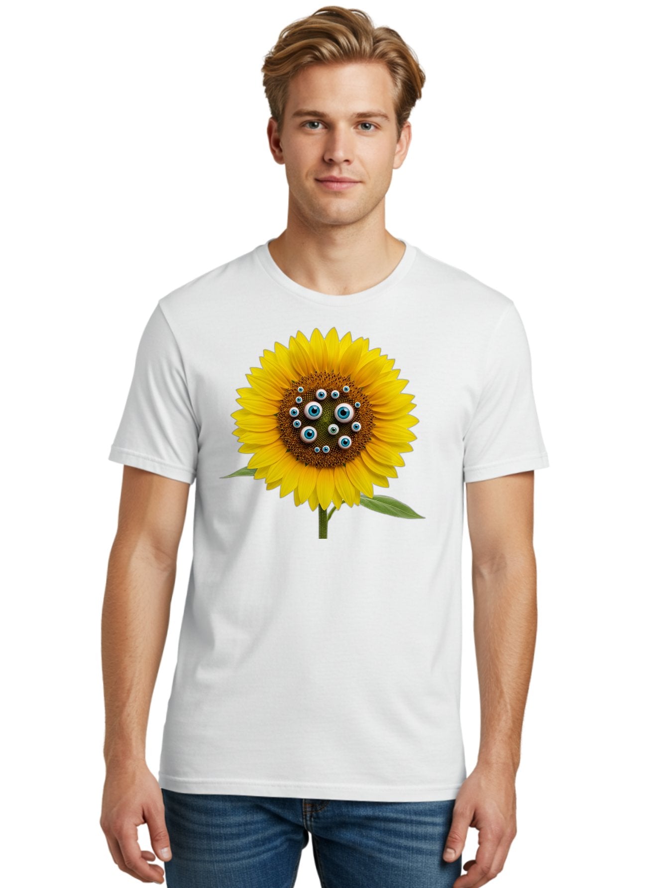 Sunflower-With-Eyes-5 Men'S Graphic Tee, 100% Cotton, Comfortable Casual Summer Wear, Machine Washable, Vintage Camera, Old Camera, Antique Camera, Black Camera, Classic Photography, Photography Equipment, Nostalgic Device, Film Camera, Bag045 26
